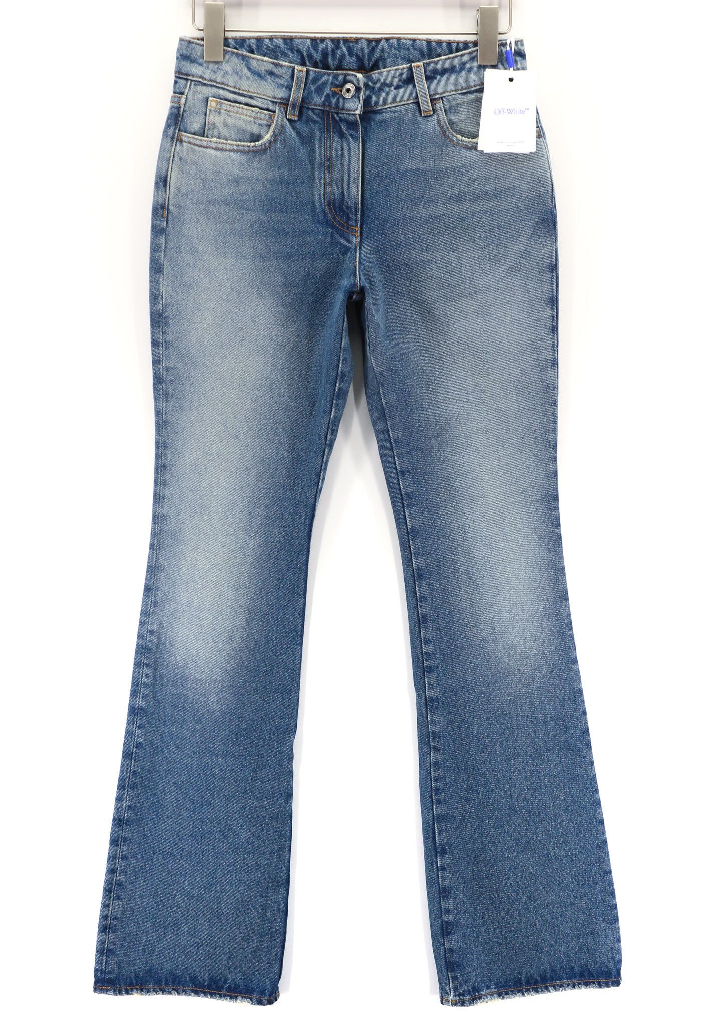 Off-White W29 Slim Flared Washed Zipped Cotton Blue 80243 Size 29" - 1 Thumbnail