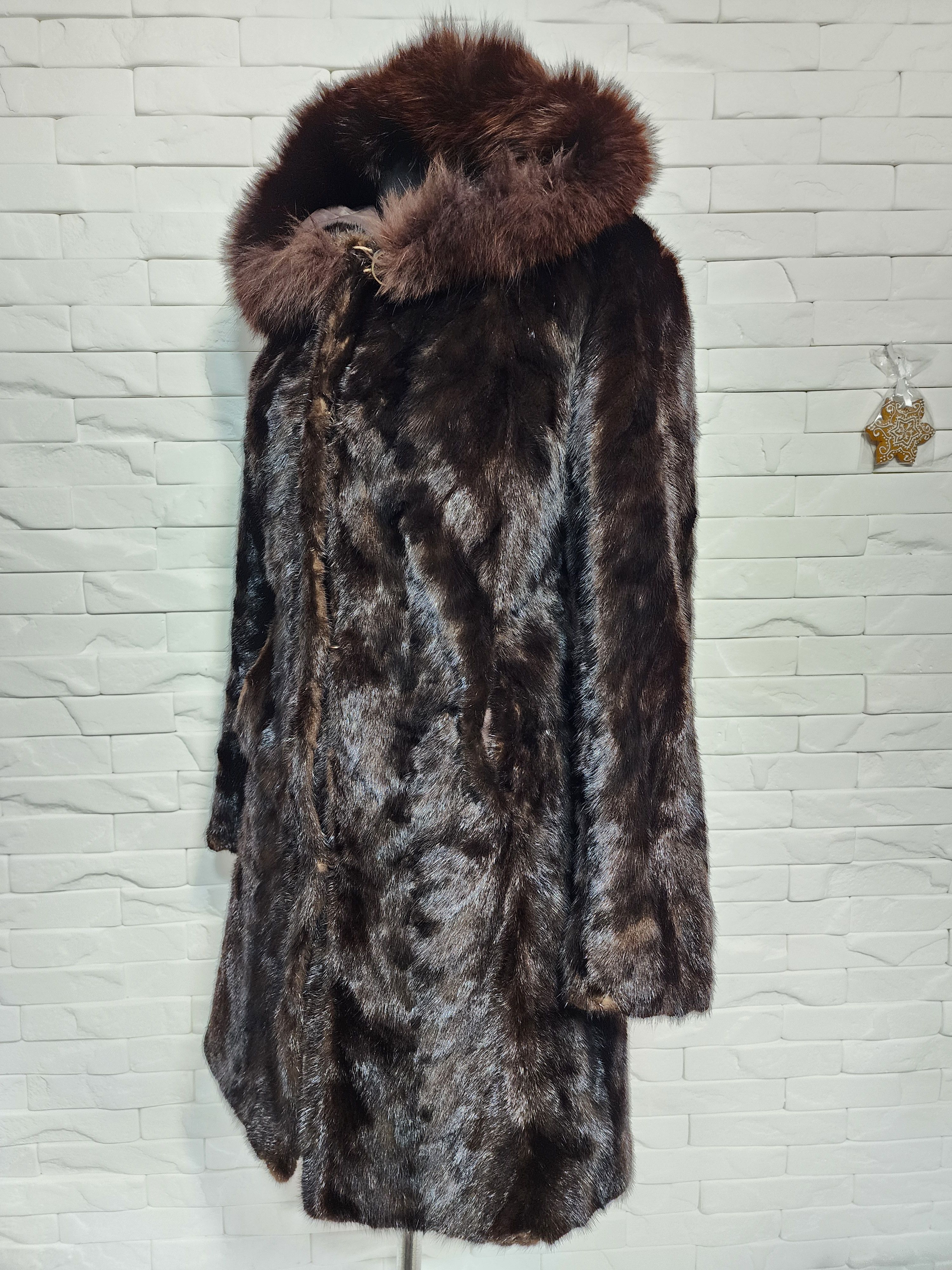 Furla Brown Mink Fur Hooded Coat - Women's Luxury Outerwear Size S / US 4 / IT 40 - 2 Thumbnail