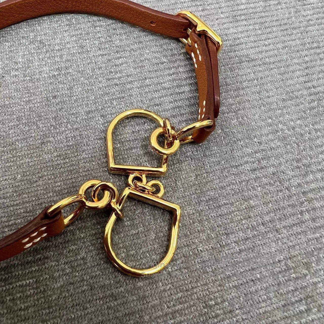 Hermes Hermes Brown Double Loop Leather Bracelet. Size ONE SIZE - 4 Thumbnail