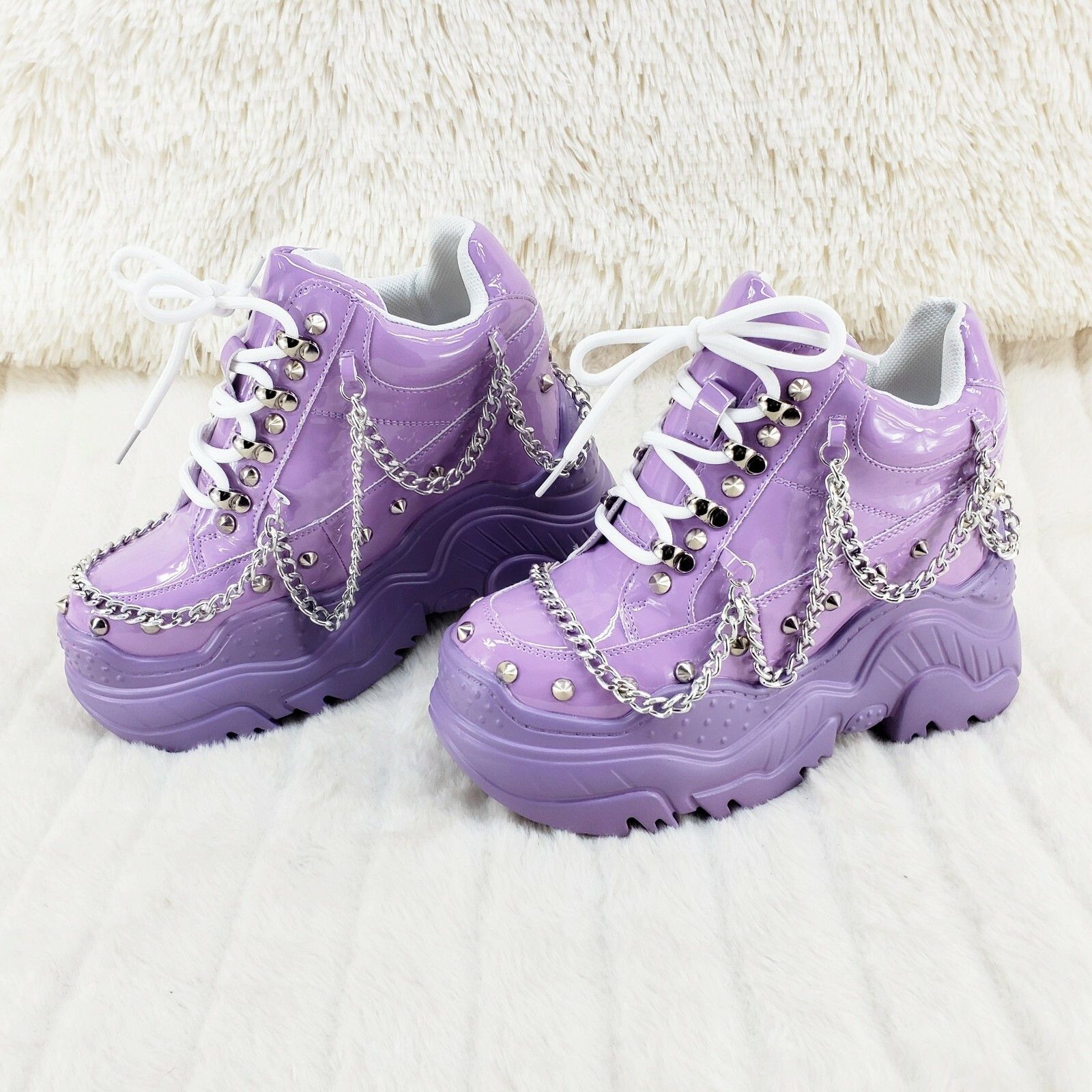 Other Space Candy Lilac Purple Platform Chain Sneaker Hidden Wedge Size US 7.5 / IT 37.5 - 2 Thumbnail
