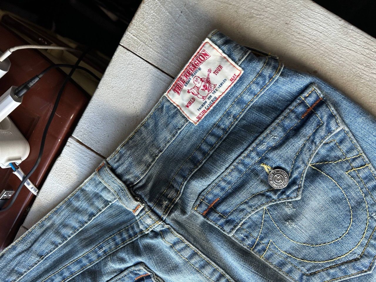 True Religion AVANT GARDE 🚨 TRUE RELIGION BLUE WOMEN PANTS WITH LOGO Size 33" - 5 Thumbnail