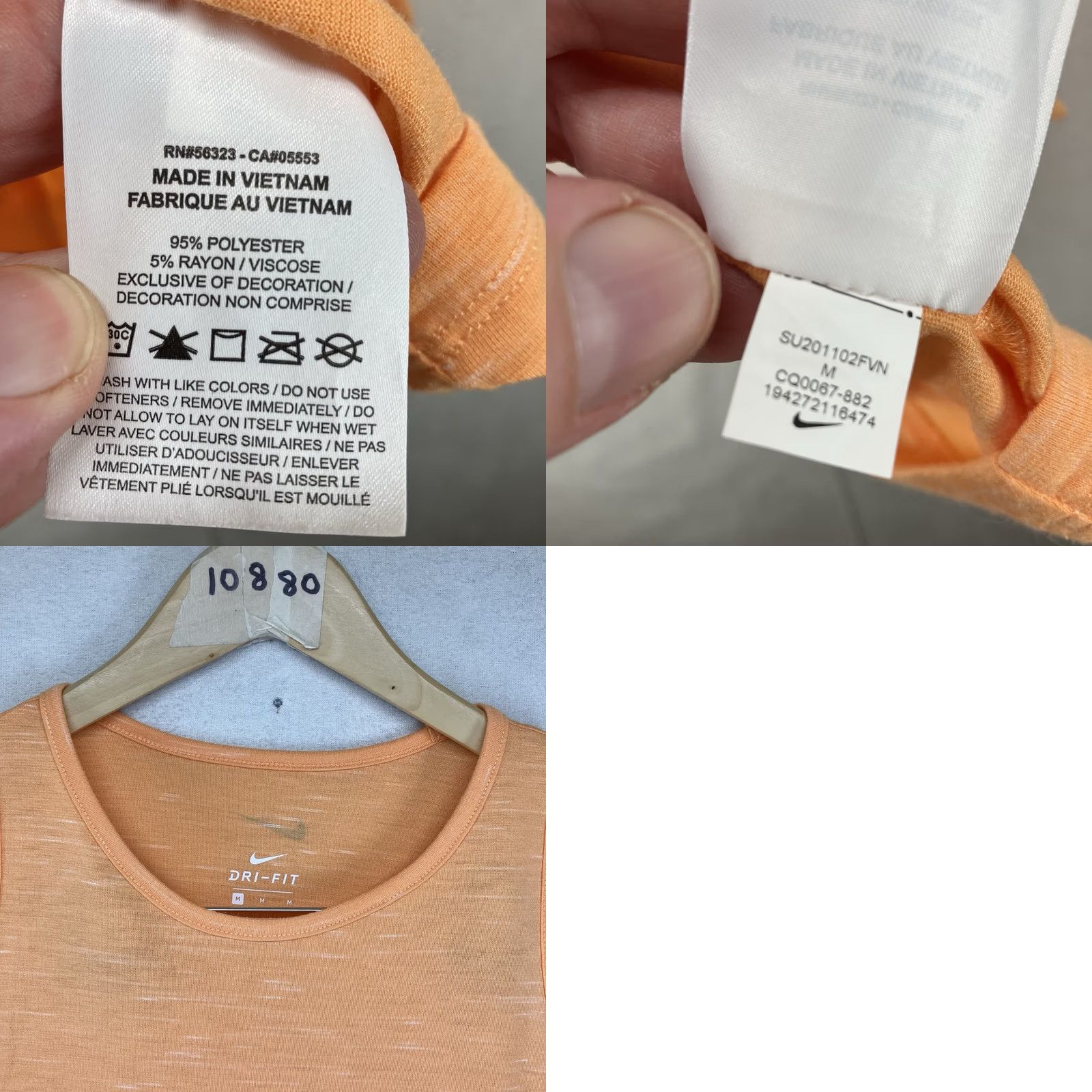 Nike Nike Dri-Fit Tank Top Womens Med Orange Activewear Tee Light Heather Sleeveless Size M / US 6-8 / IT 42-44 - 8 Thumbnail