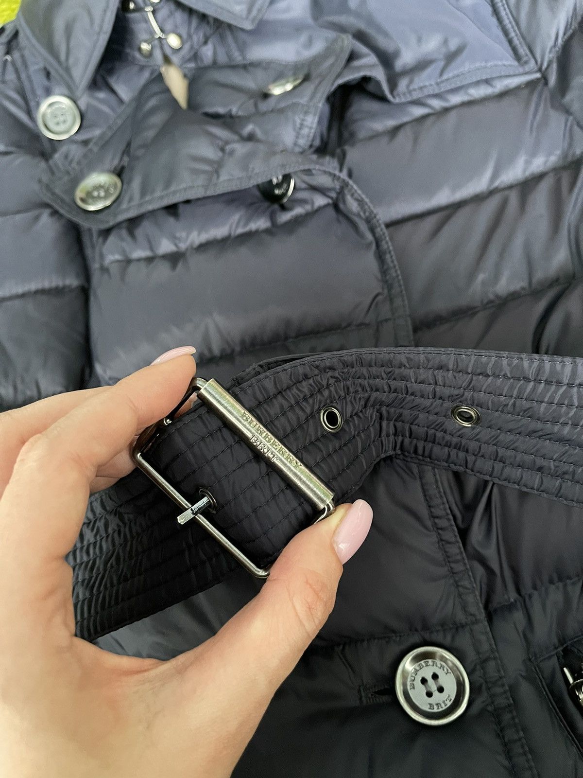 Burberry × Designer Burberry Brit belted down puffer jacket Size L / US 10 / IT 46 - 17 Thumbnail