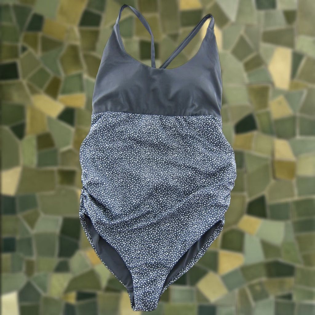 Vintage SENITA Athletics Grey White Polka Dot Padded Low Back One Piece Swimsuit M Womens Featured: Polka Dot, Padded, Low Back, Nylon Spandex Size ONE SIZE - 1 Thumbnail