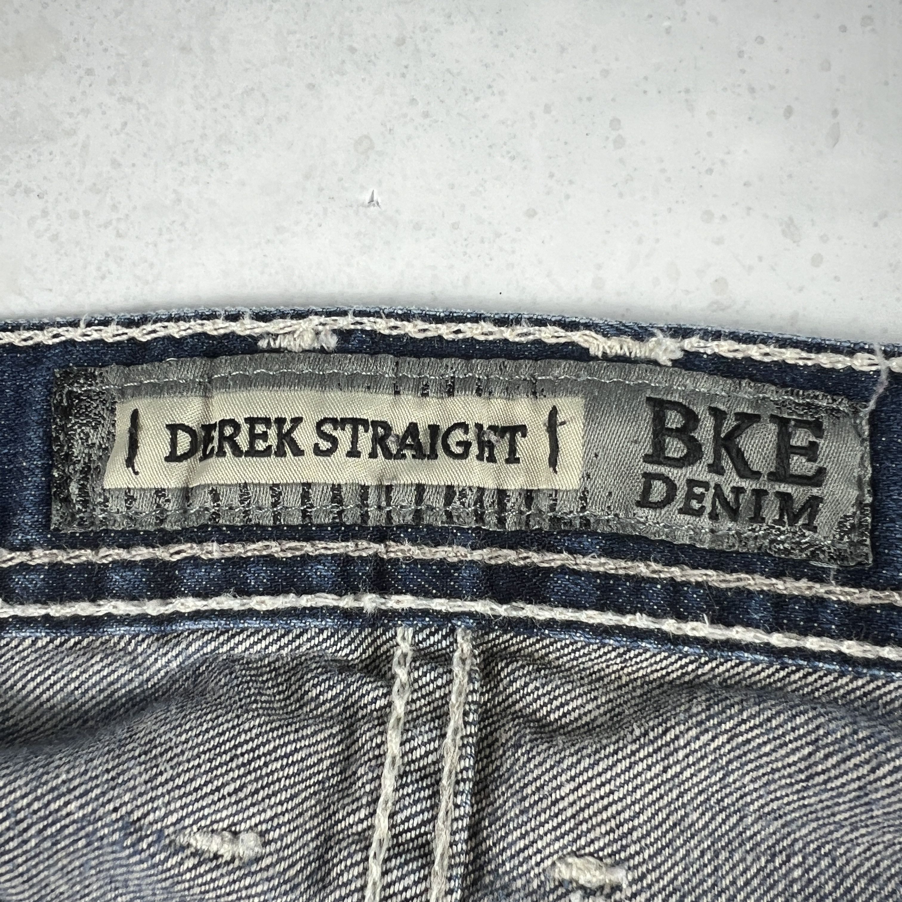 BKE BKE Jeans Long Derek Straight Blue Faded Whisker Denim Size US 37 - 8 Thumbnail