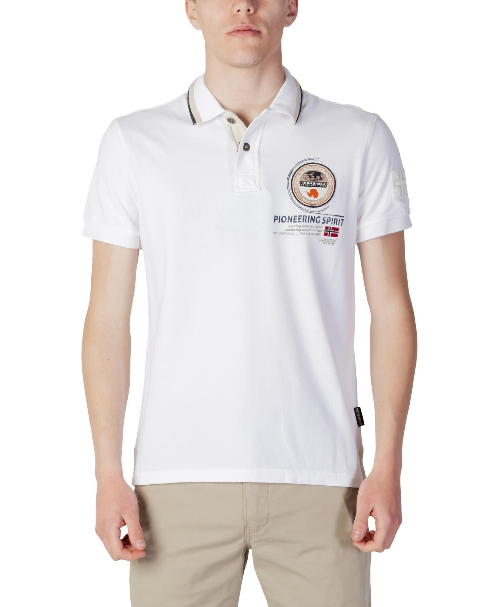 image of Napapijri Plain Polo With Short Sleeves And Button Fastening in White, Men's (Size Small)