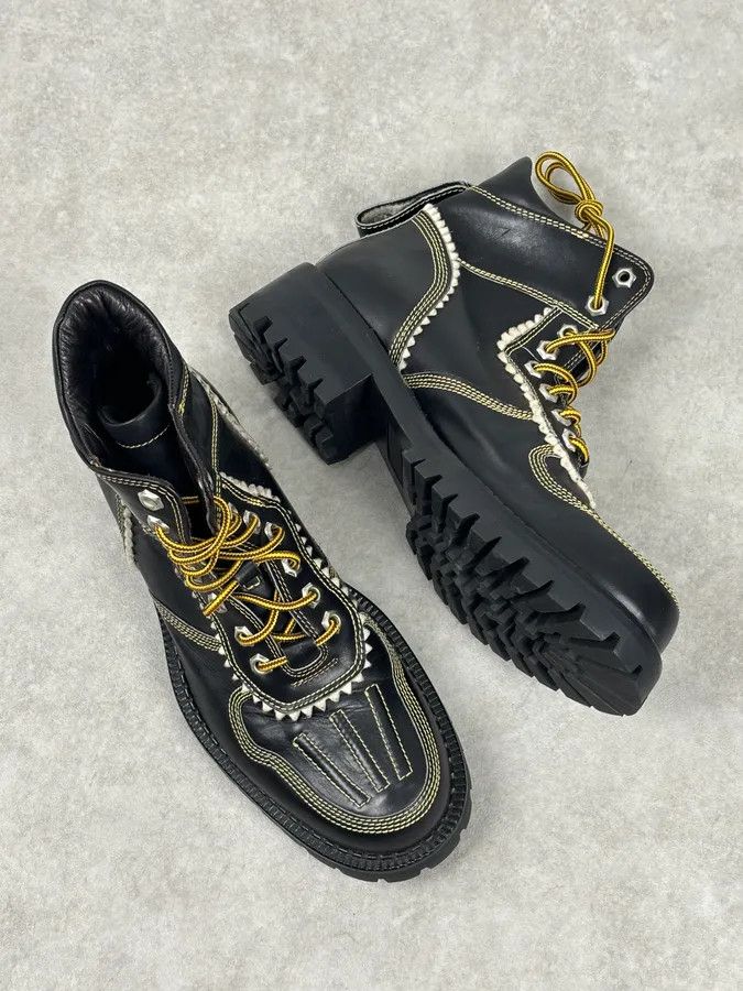 Dsquared2 2000s Dsquared2 Black Leather Contrast Stitch Boots Size US 8 / EU 41 - 8 Thumbnail