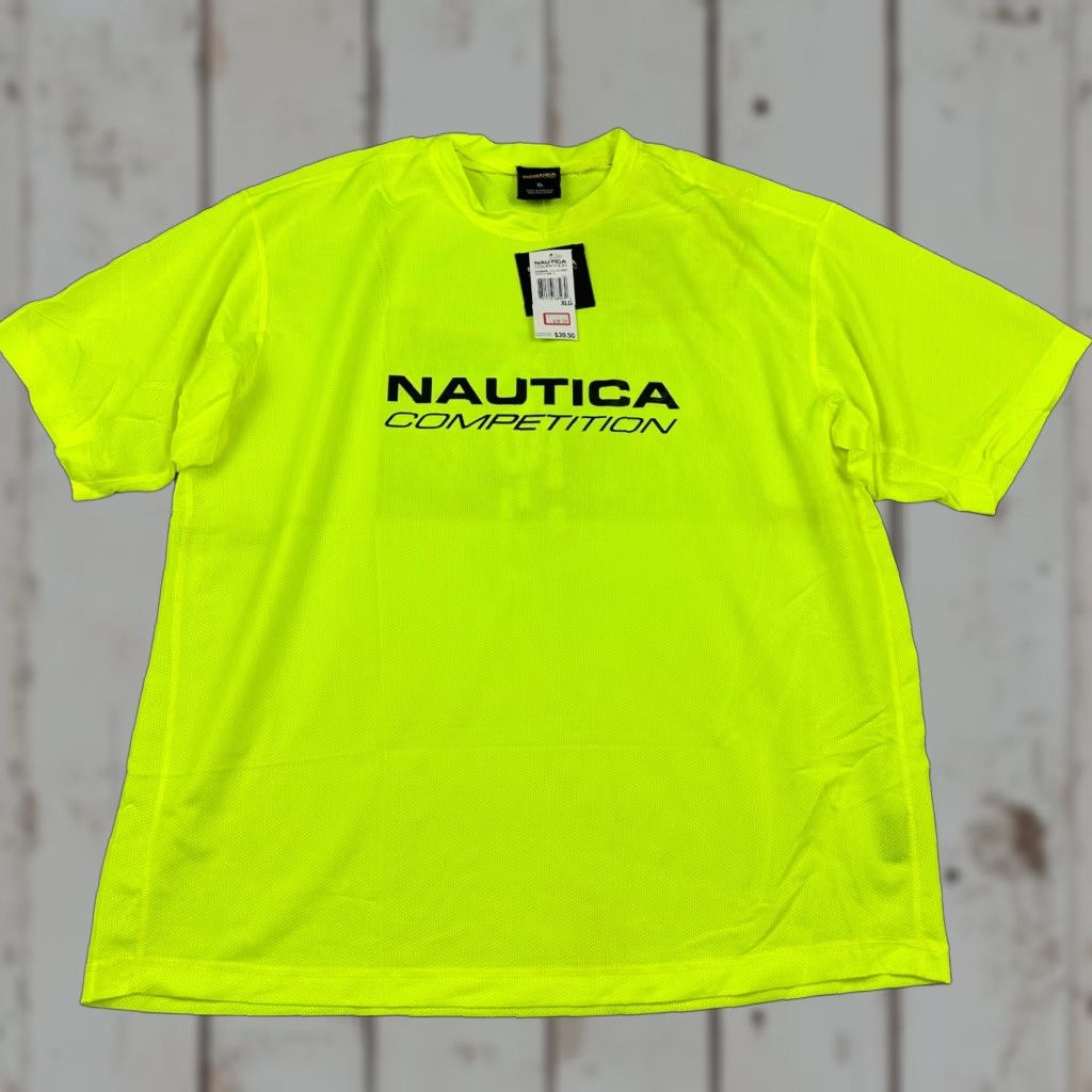 Nautica VINTAGE Nautica Shirt Men XL Yellow Scuba Performance Crew Neck Short Sleeve Logo Sports Shirt Size US XL / EU 56 / 4 - 1 Thumbnail
