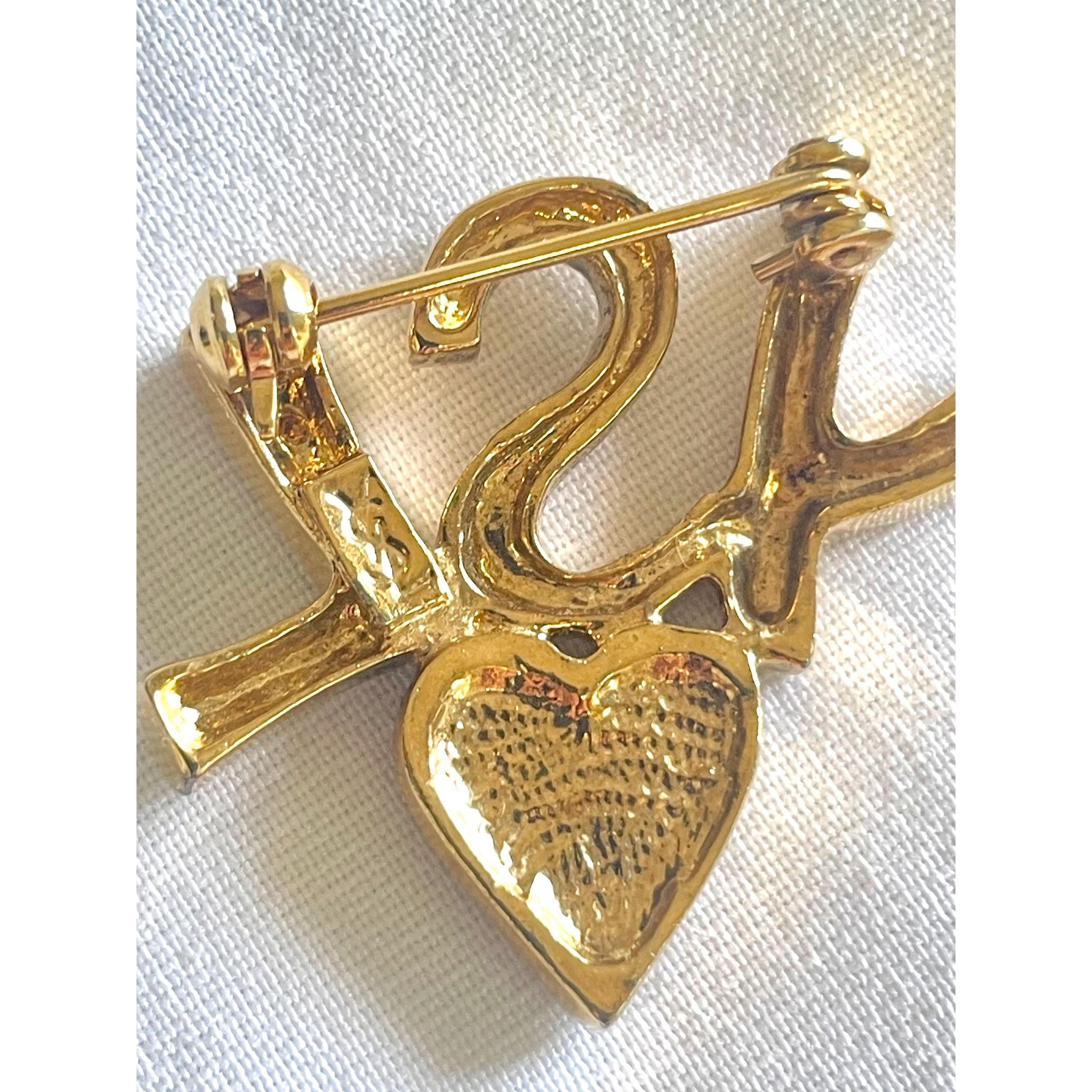 Yves Saint Laurent Vintage Yves Saint Laurent classic YSL logo and heart brooch Size ONE SIZE - 3 Thumbnail