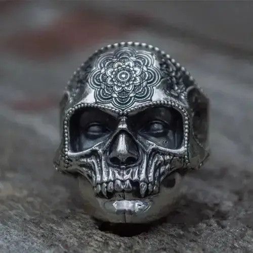 Jewelry Heavy Sugar Skull Ring Size ONE SIZE - 4 Thumbnail