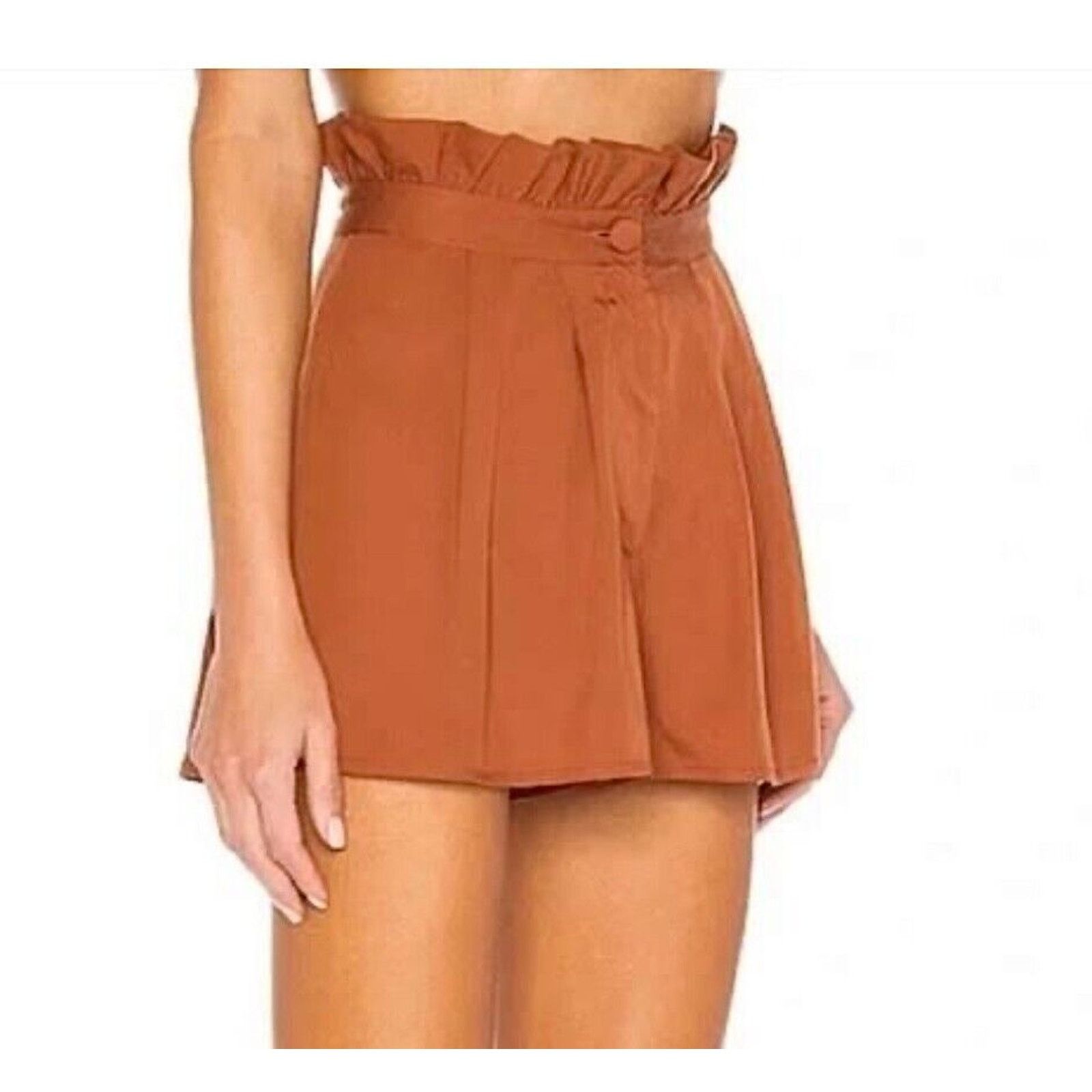REVOLVE Lovers + Friends Rust Paperbag Tati High Waist Button Shorts Size 30" / US 8 / IT 44 - 3 Thumbnail