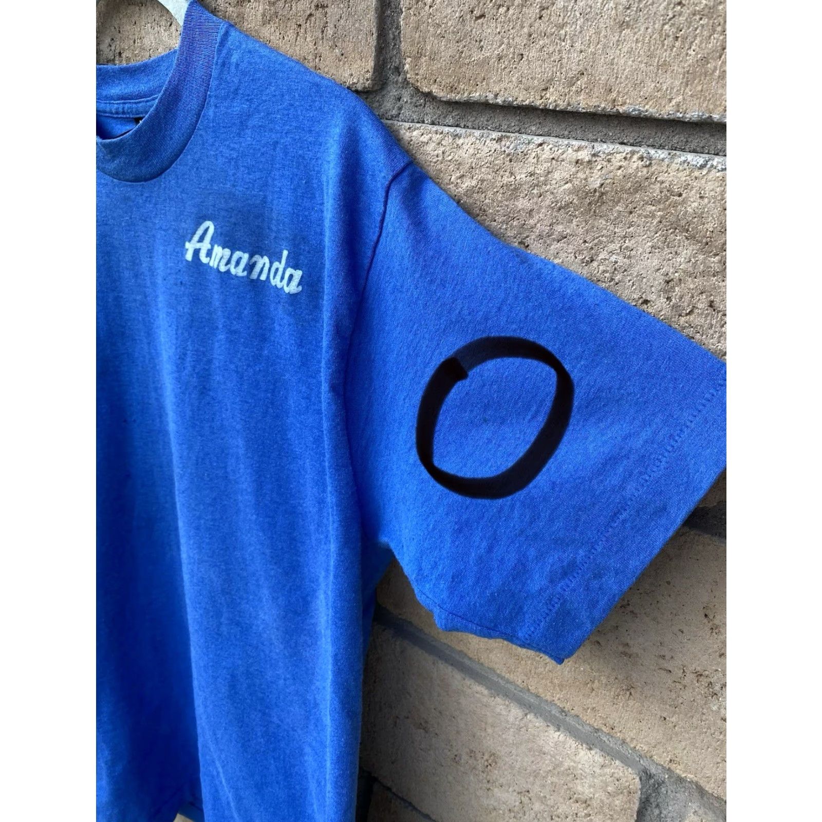 Fruit Of The Loom VINTAGE Amanda Name T Shirt 80S 90S Franco Enterprises Construction Distressed Shirt Men M Blue Size US M / EU 48-50 / 2 - 7 Thumbnail