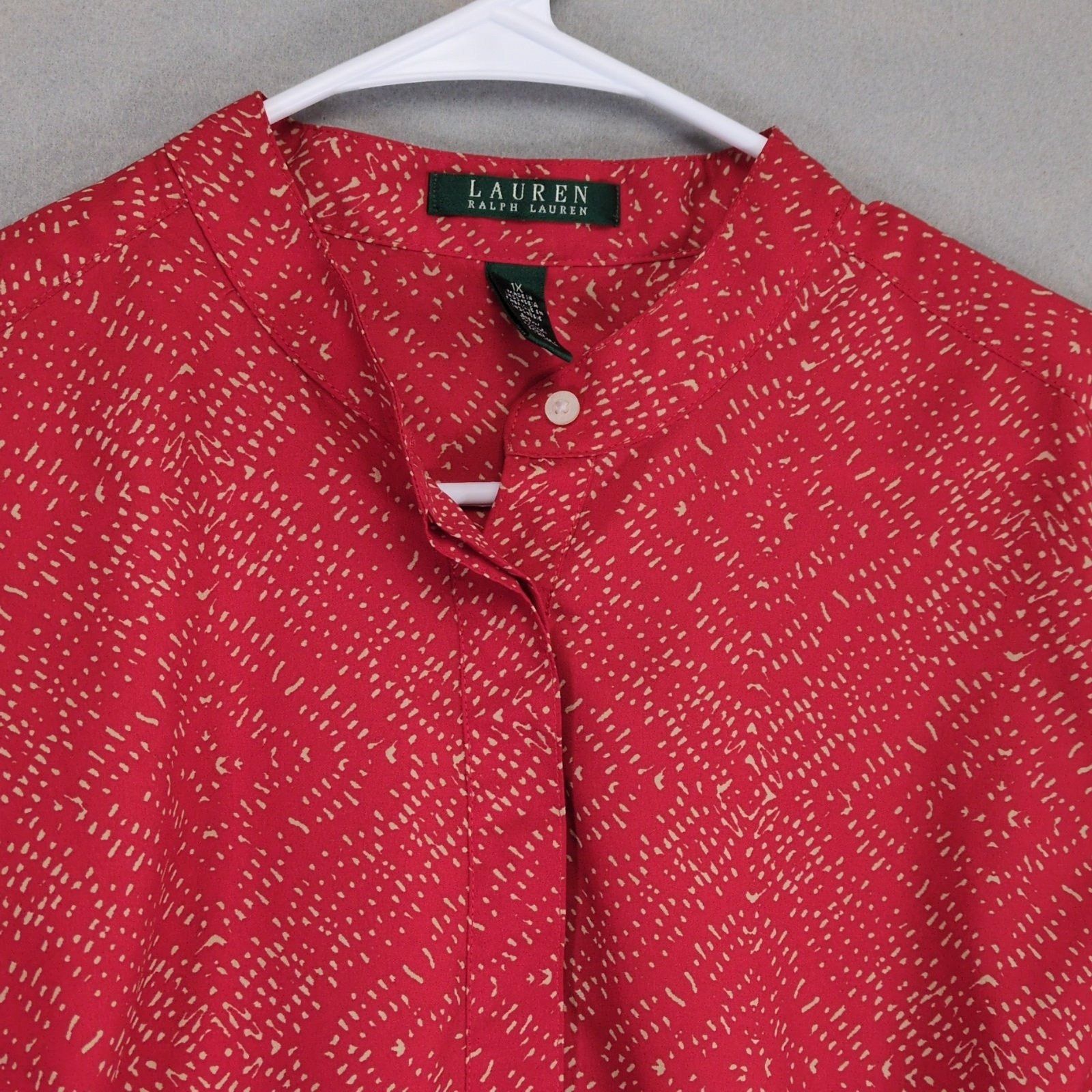 Lauren Ralph Lauren LRL Ralph Lauren Women's 1X Red Geometric Long Sleeve Blouse Size XL / US 12-14 / IT 48-50 - 5 Thumbnail