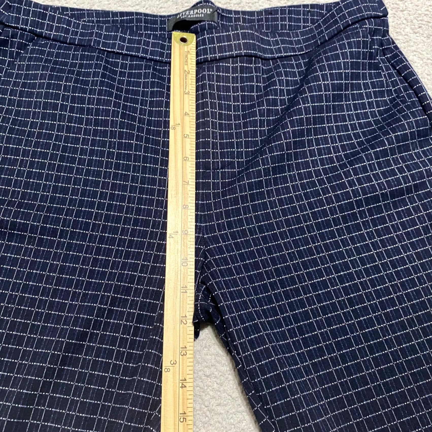 Vintage Liverpool Womens Dress Pants sz 14 Blue Plaid Check Ankle Pull On High Rise Size 25" / US 0 / IT 36 - 4 Thumbnail