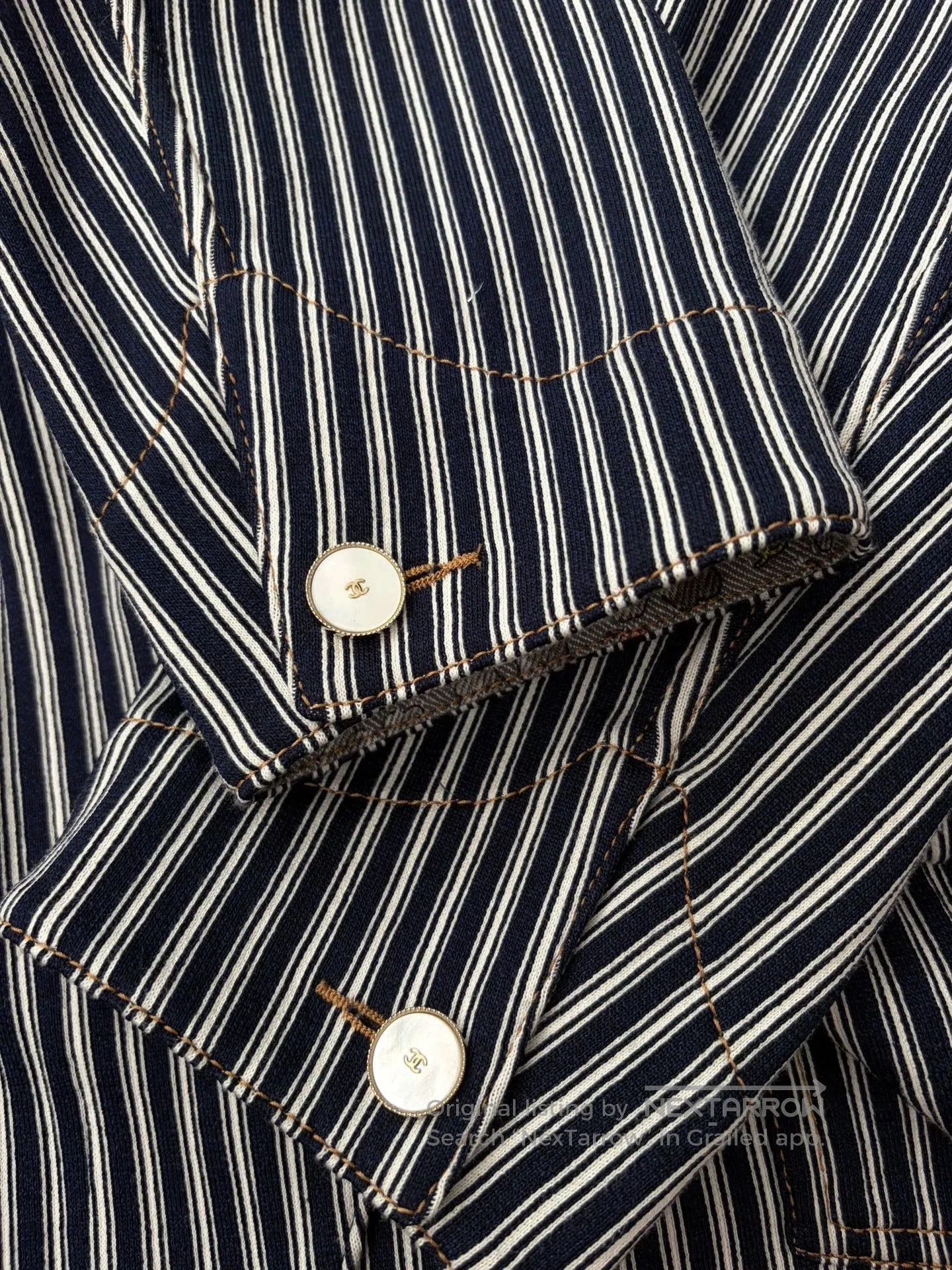 Chanel Chanel Blue White Stripe Shirt Jacket. Size US L / EU 52-54 / 3 - 4 Thumbnail
