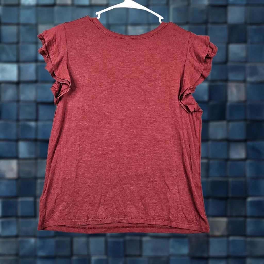 Express Express Size M Frill Lace Trim Round Neck Red Short Sleeve Tee NEW Size 32" / US 10 / IT 46 - 1 Thumbnail