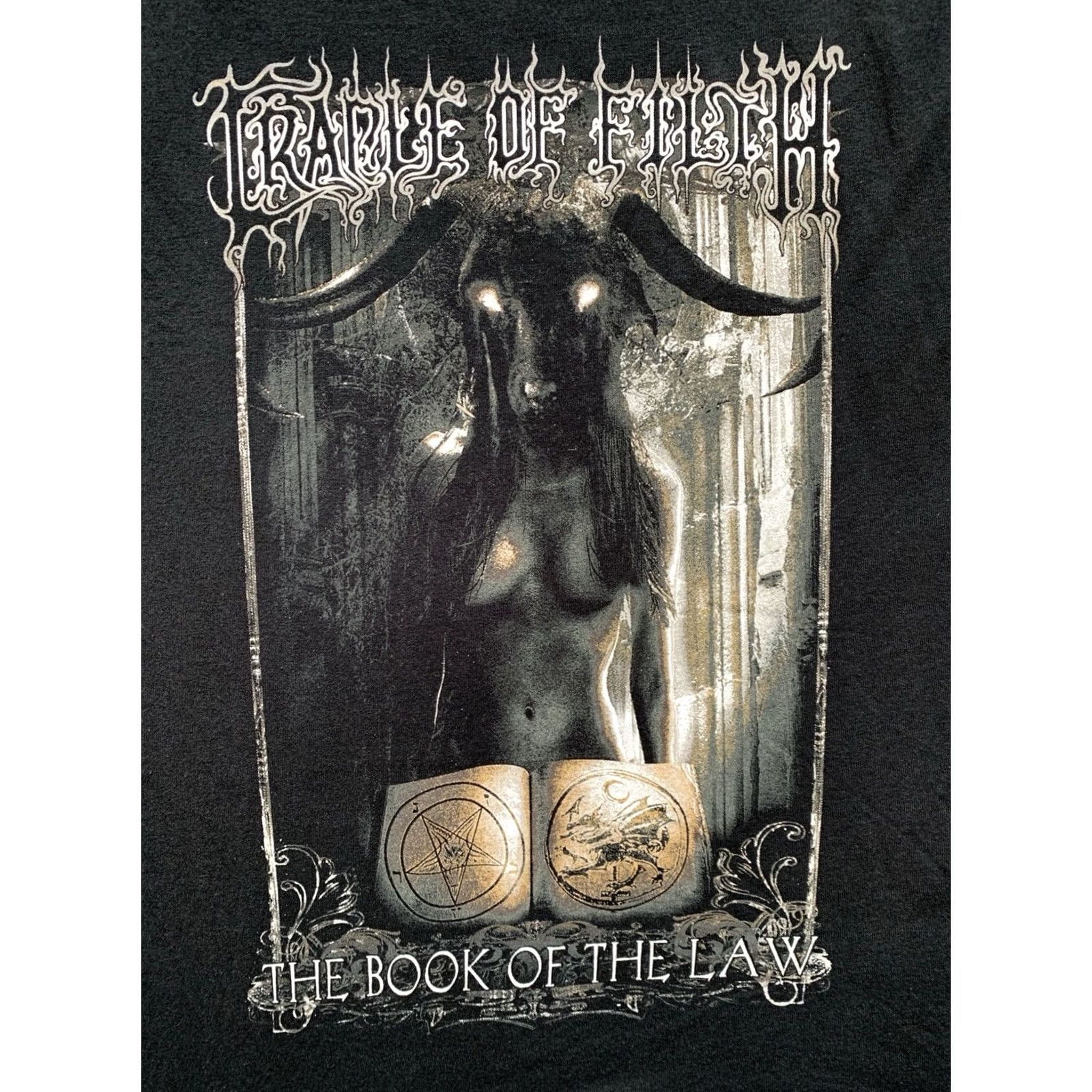 Gildan VINTAGE Nike Shirt Mens 2XL Black T-Shirt Graphic Print Cradle of Filth The Book of the Law Tee Size US XXL / EU 58 / 5 - 4 Thumbnail