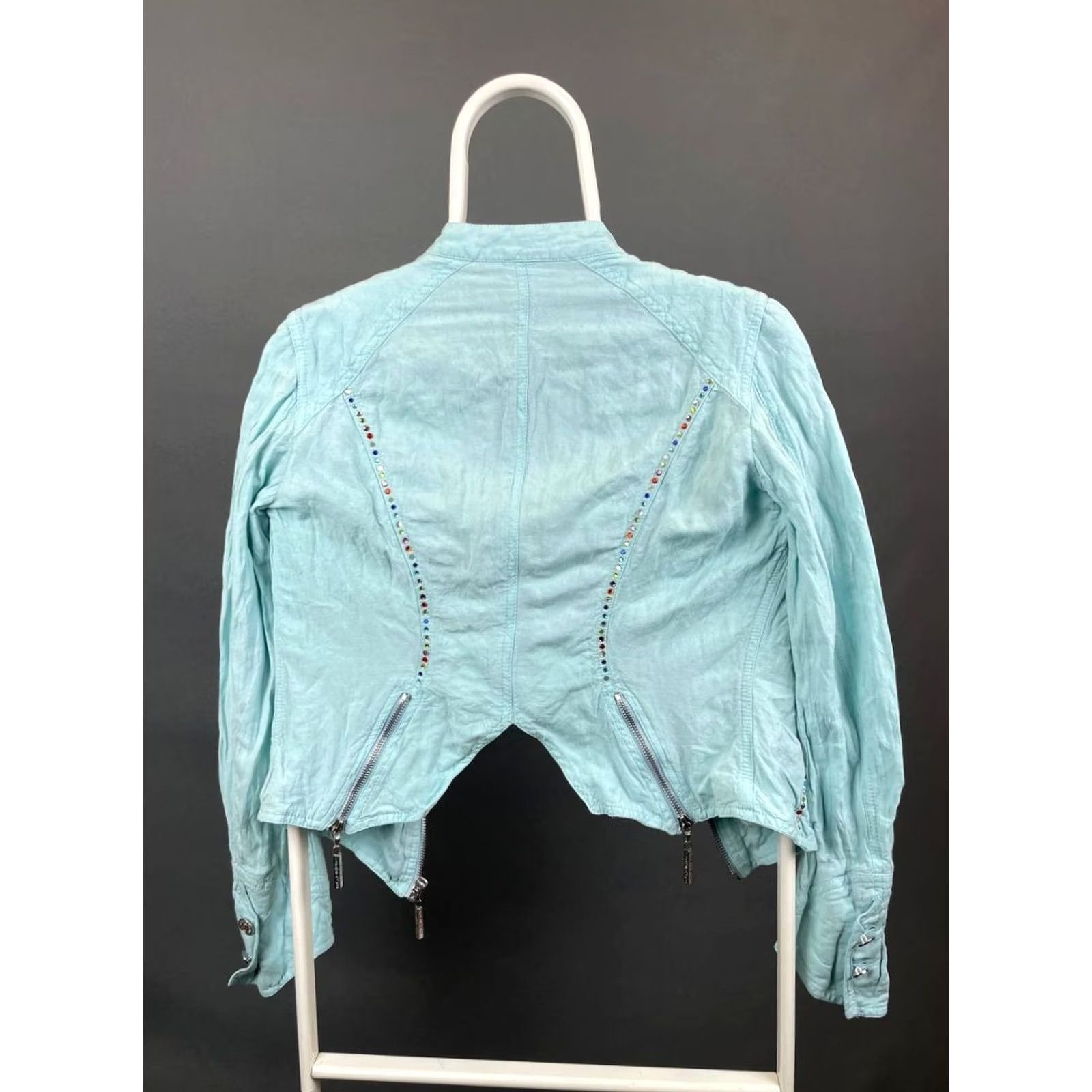Versace Versace Jacket Womens S Blue Jeans Couture Cropped Size Viscose Long Sleeve Size S / US 4 / IT 40 - 2 Thumbnail