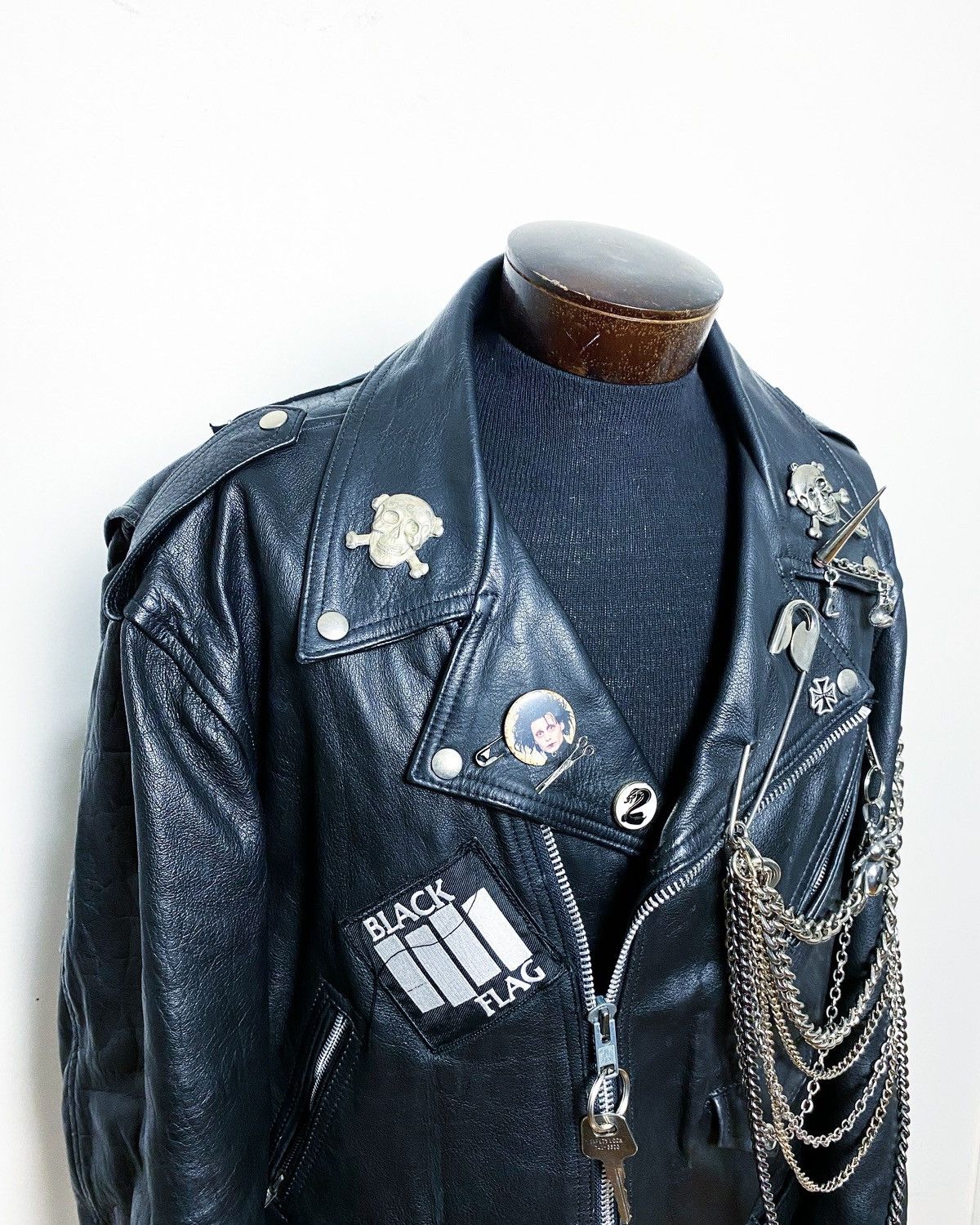 Art Comes First BLACK FLAG CUSTOM BLACK LEATHER BIKE PUNK GOTH 666 JACKET Size US XXL / EU 58 / 5 - 5 Thumbnail