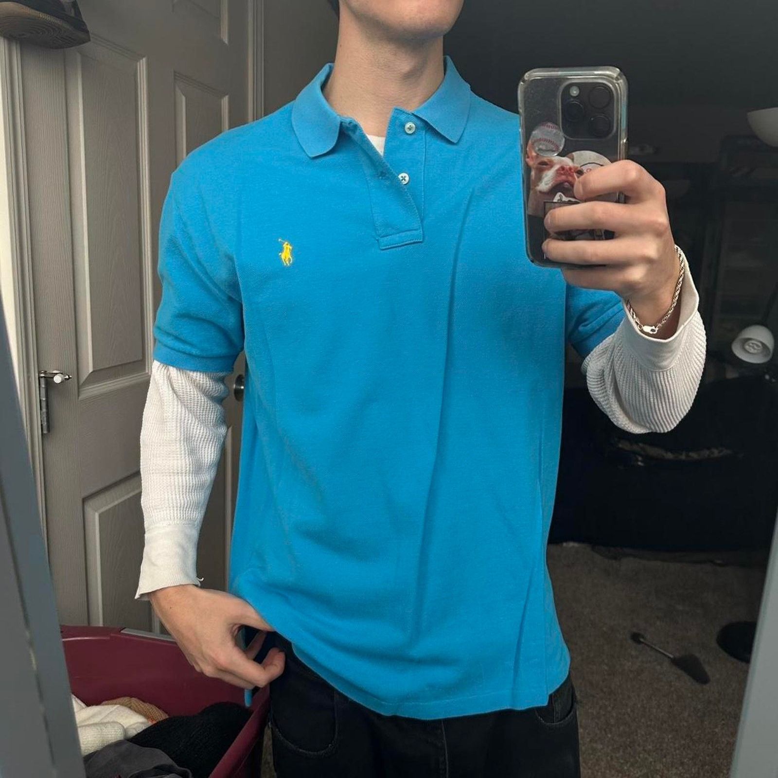 Polo Ralph Lauren Blue Yellow Polo Ralph Lauren Embroider Polo Collared Shirt Size US L / EU 52-54 / 3 - 1 Thumbnail