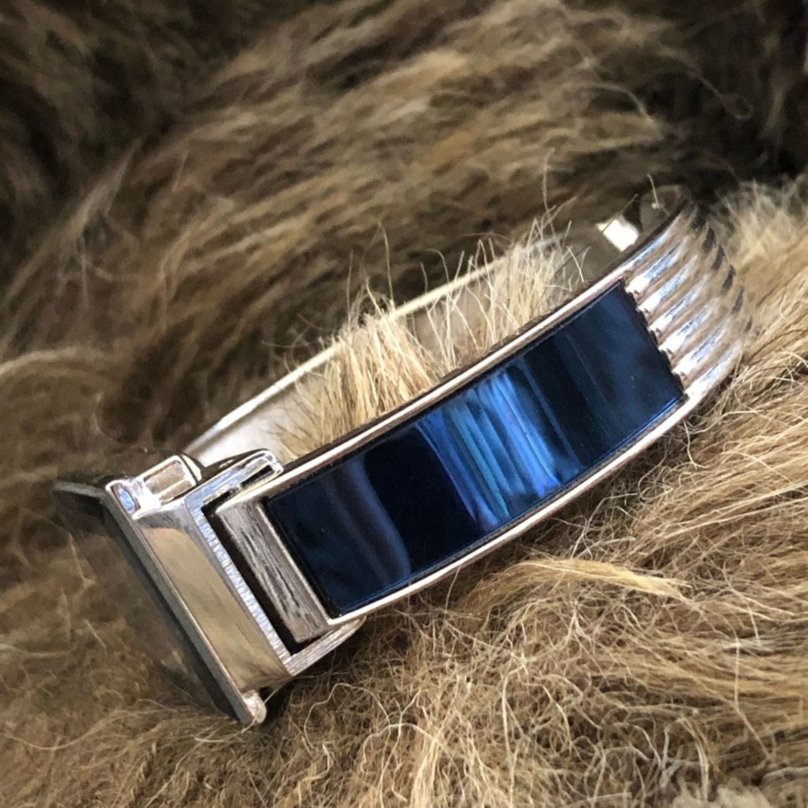 Xavier Xavier metallic blue silver plated cuff watch Size ONE SIZE - 2 Thumbnail
