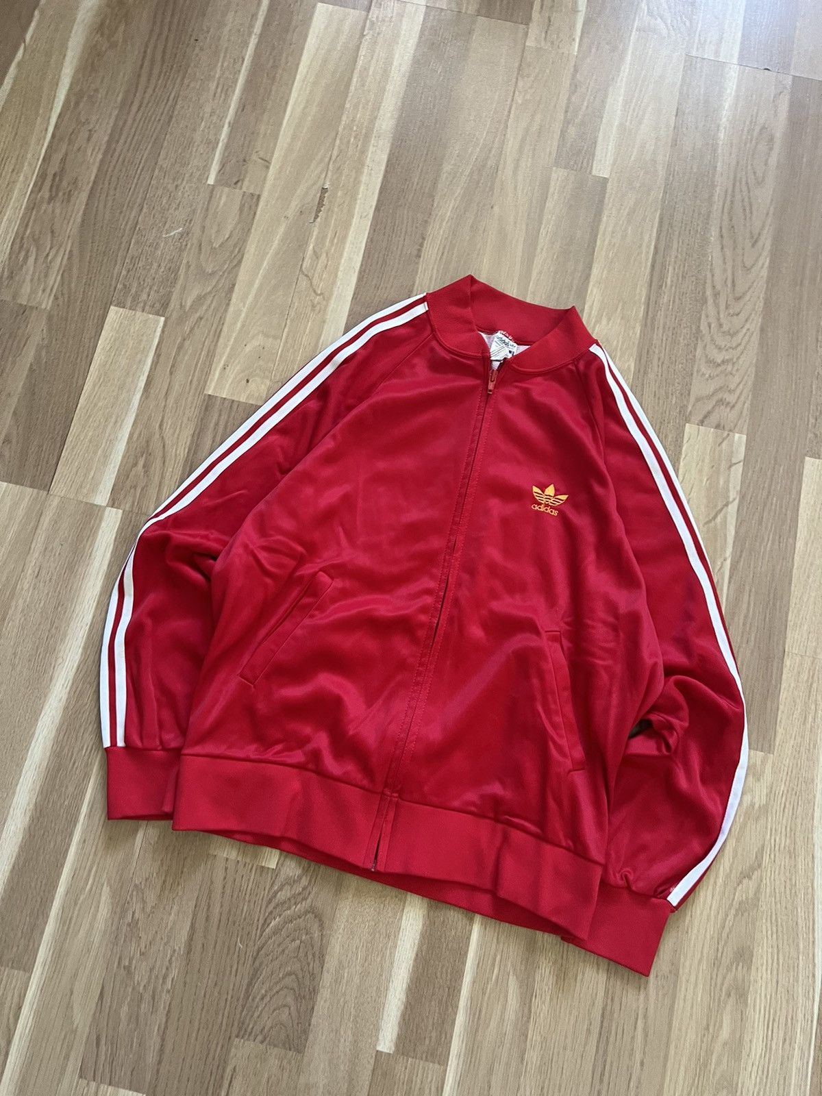 Adidas × Vintage Vintage 70s 80s Adidas Spell Out Striped Track Jacket red Size US S / EU 44-46 / 1 - 3 Thumbnail