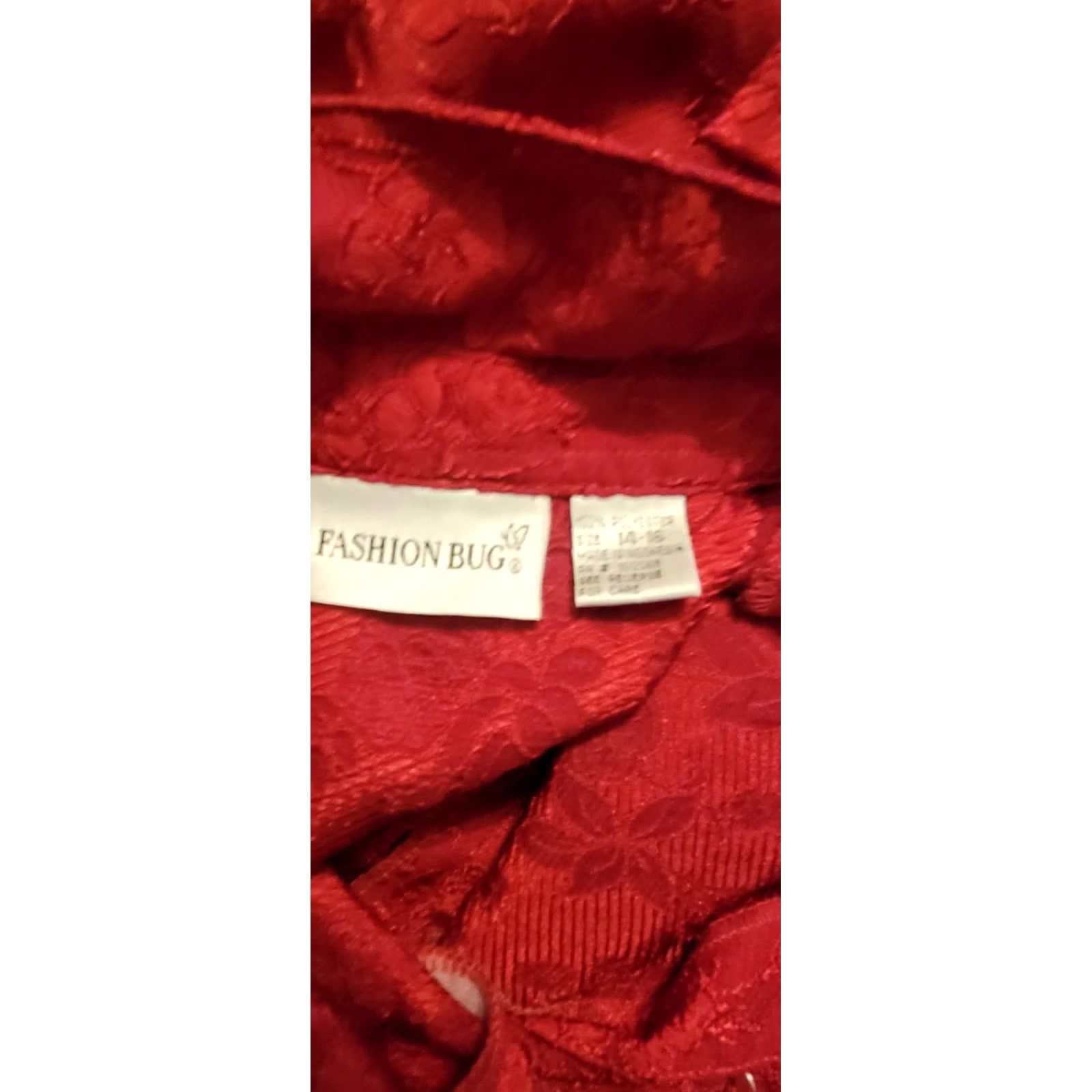 Vintage Vintage Fashion Bug Blouse Shirt XL 14 16 Blood Red Brocade Embroidered Top Size XXL / US 16-18 / IT 52-54 - 3 Thumbnail
