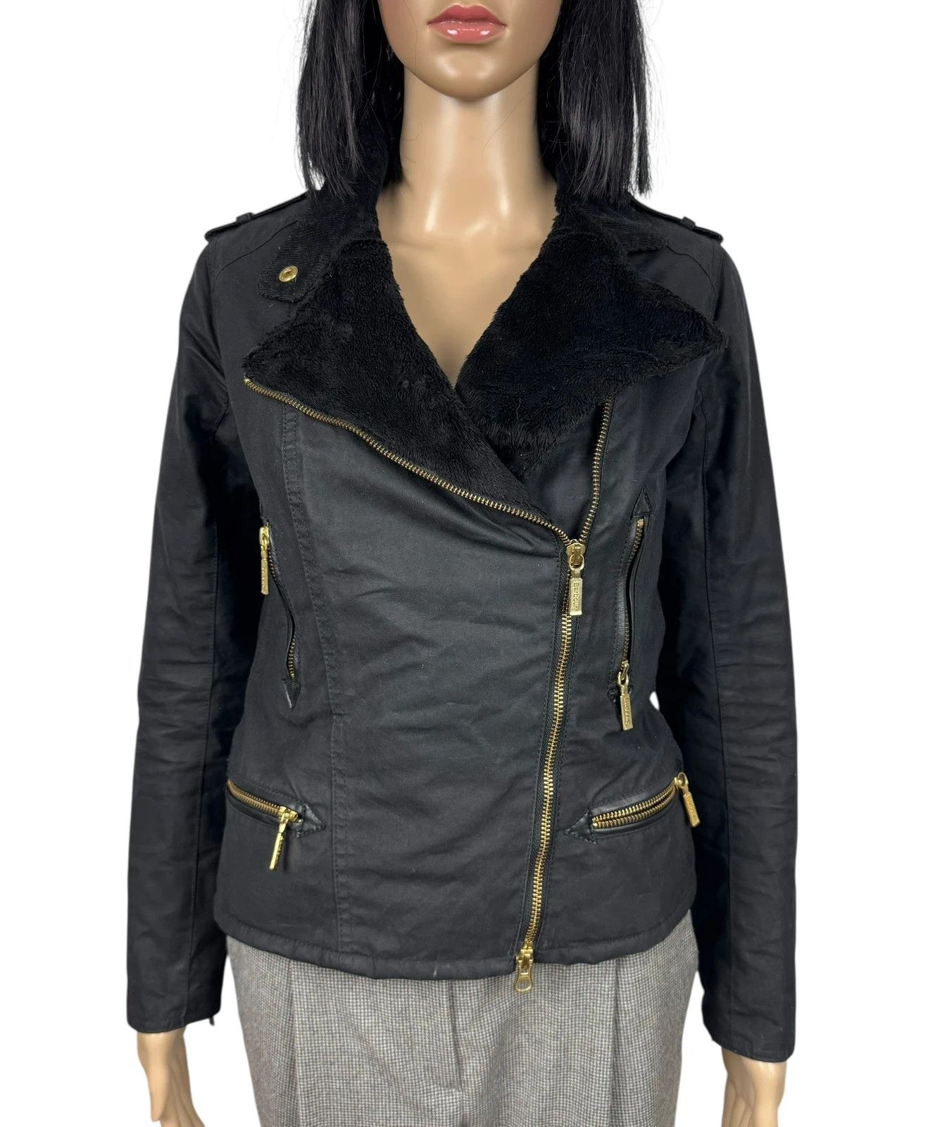 Barbour Barbour International Wax Asymmetrical Jacket Biker UK8 US4 Size S / US 4 / IT 40 - 2 Thumbnail