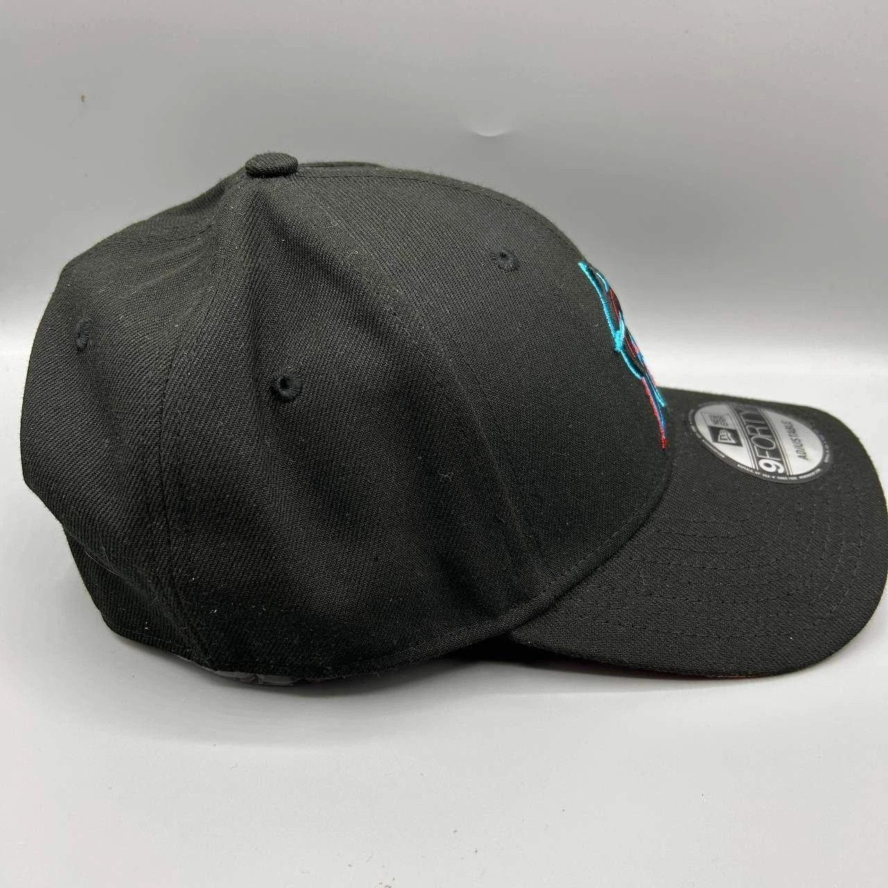New Era Miami Marlins Hat Men Black Embroidered Snap Back Cap Size ONE SIZE - 2 Thumbnail