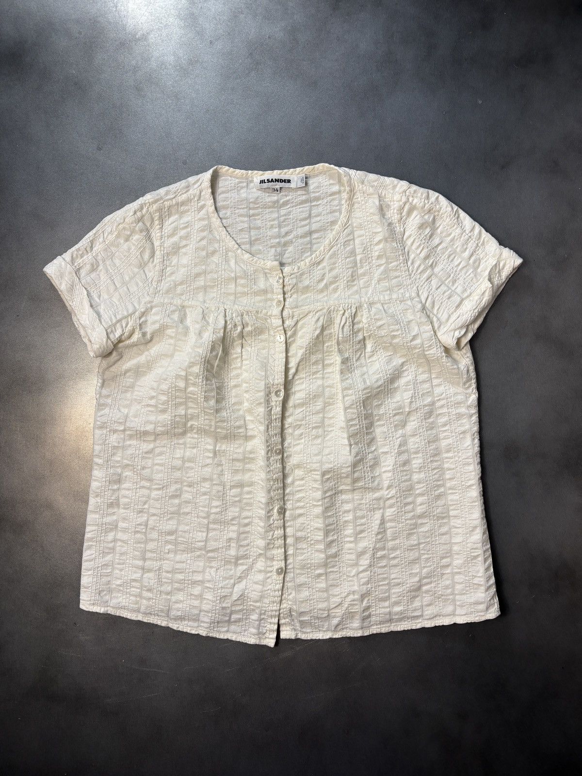 Jil Sander × Vintage Vintage Jil Sander Shirt Crinkle Plisse Short Sleeve Sheer Size XXS / US 00 / IT 34 - 8 Thumbnail