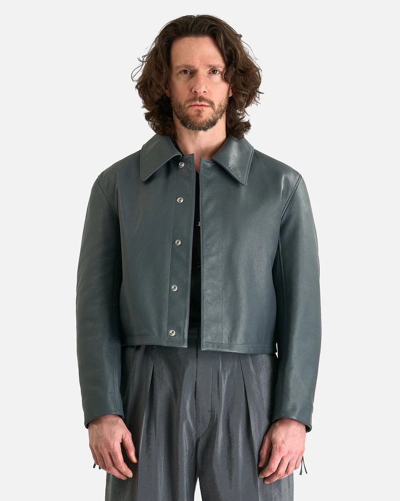 Lemaire o1s1v1r1oon0825 Boxy Cropped Jacket in Steel Blue Size US M / EU 48-50 / 2 - 1 Thumbnail
