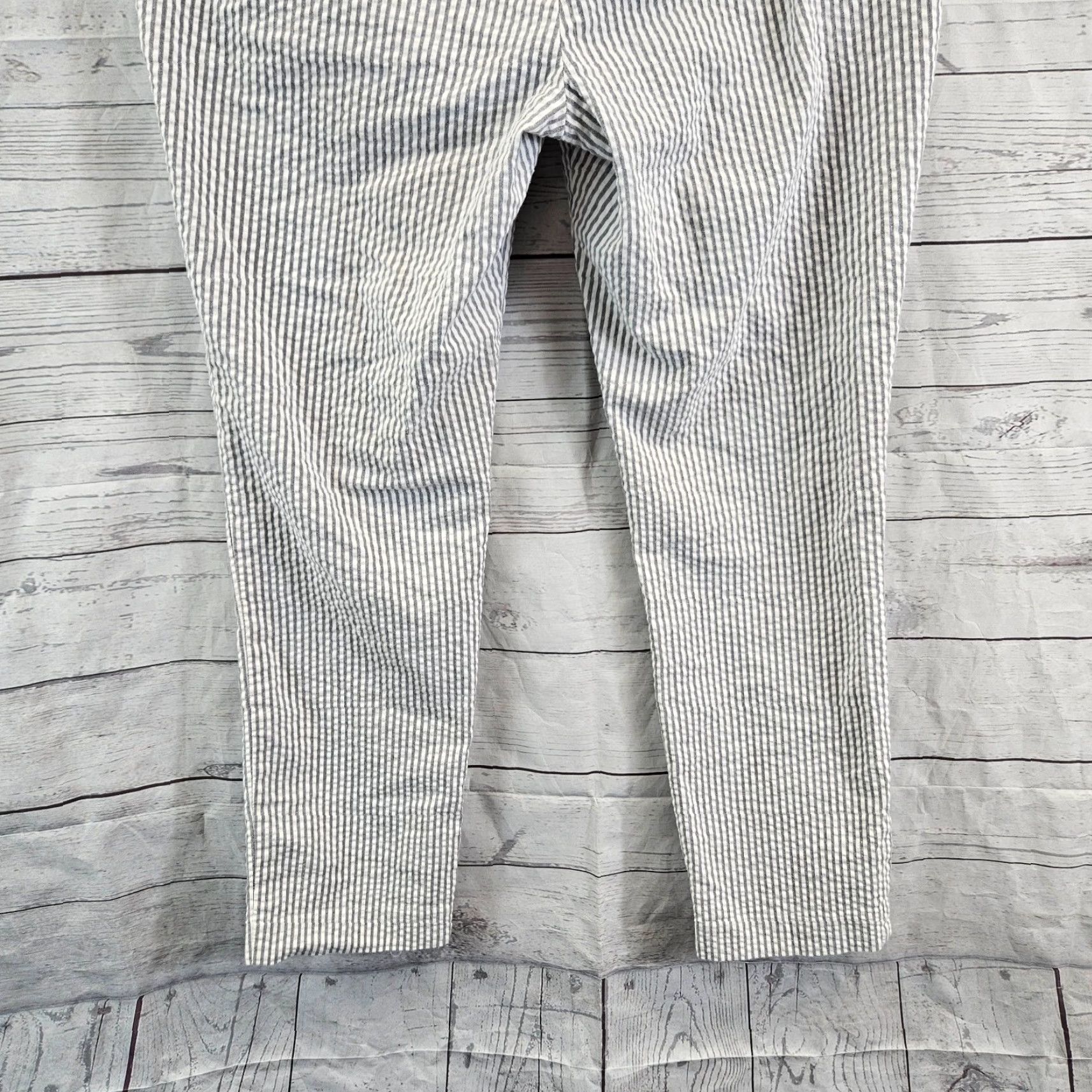 Loft LOFT Ann Taylor Womens Skinny Ankle Pants Sz 6P Gray White Stripe Knit Cotton Blend Seersucker Pattern Petite Size 28" / US 6 / IT 42 - 5 Thumbnail