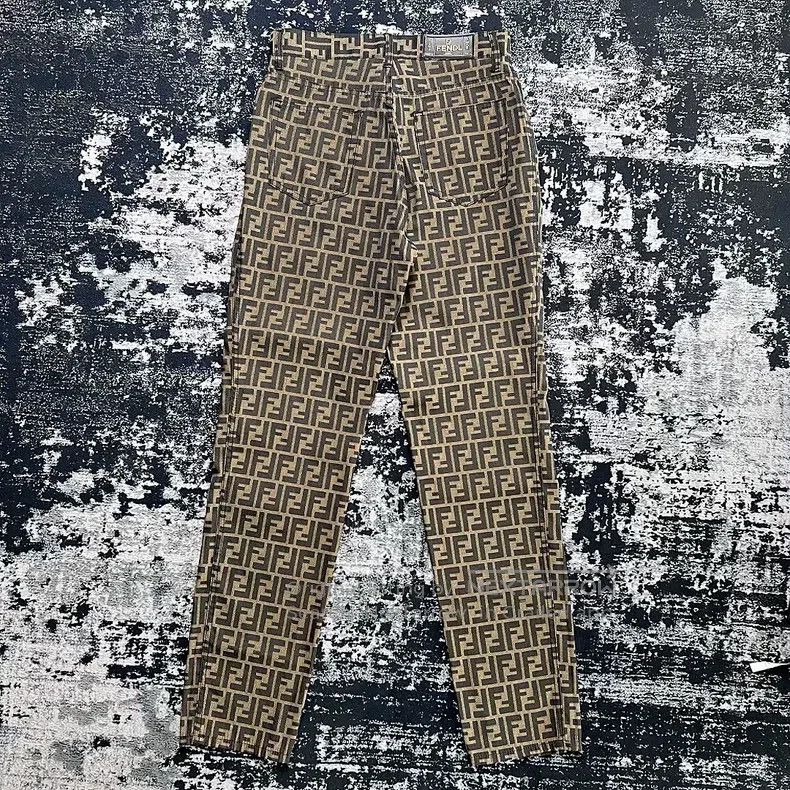Fendi Fendi Brown FF Monogram Logo Pocket Straight Leg Jeans Size US 31 - 4 Thumbnail