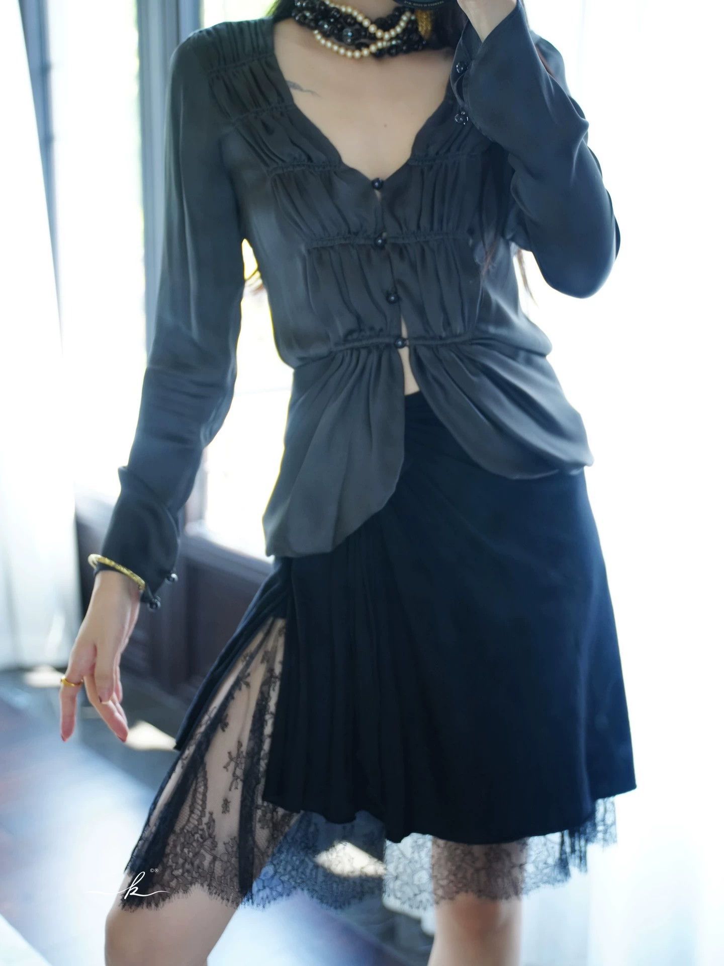 Louis Vuitton LV Silk Wool-Lace Side-Slit Ballet Skirt 38 (M) NWT Size 26" / US 2 / IT 38 - 8 Thumbnail