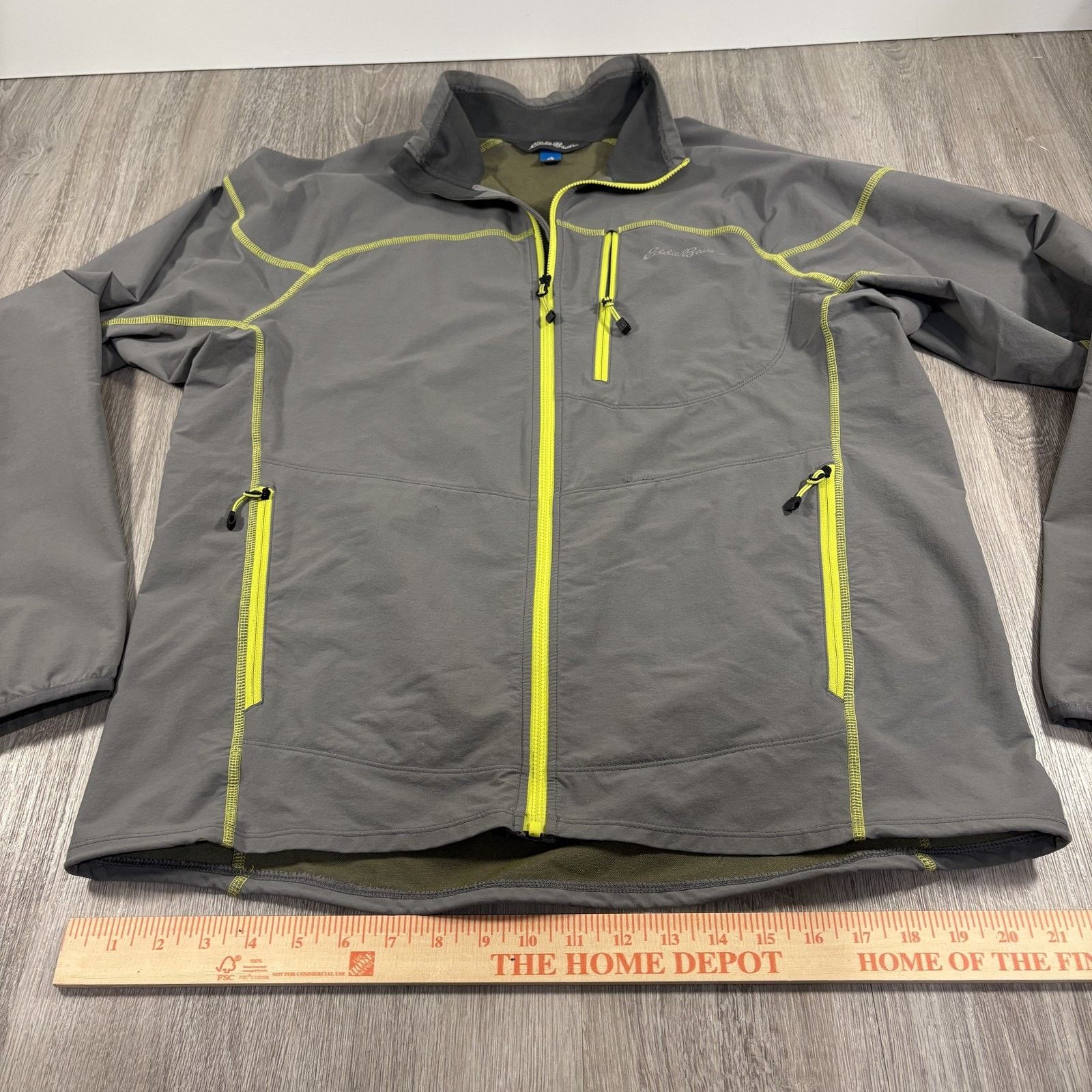 Eddie Bauer Eddie Bauer Men’s Full Zip Softshell Jacket Grey Neon Lime L Size US L / EU 52-54 / 3 - 4 Thumbnail