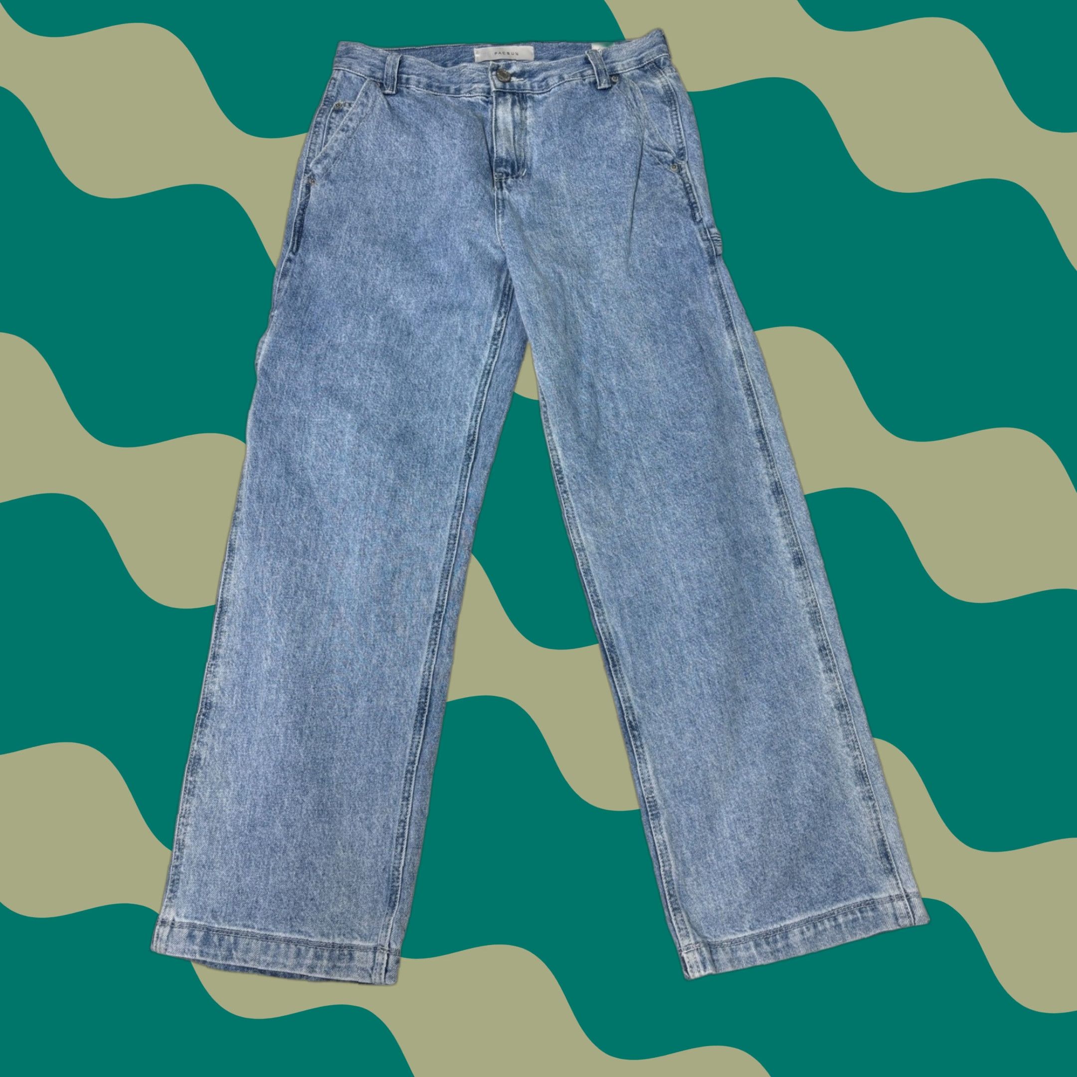 Pacsun PacSun Baggy Carpenter Jeans Women's 29x30 Light Wash Utility Pockets Wide Leg Size 29" - 1 Thumbnail