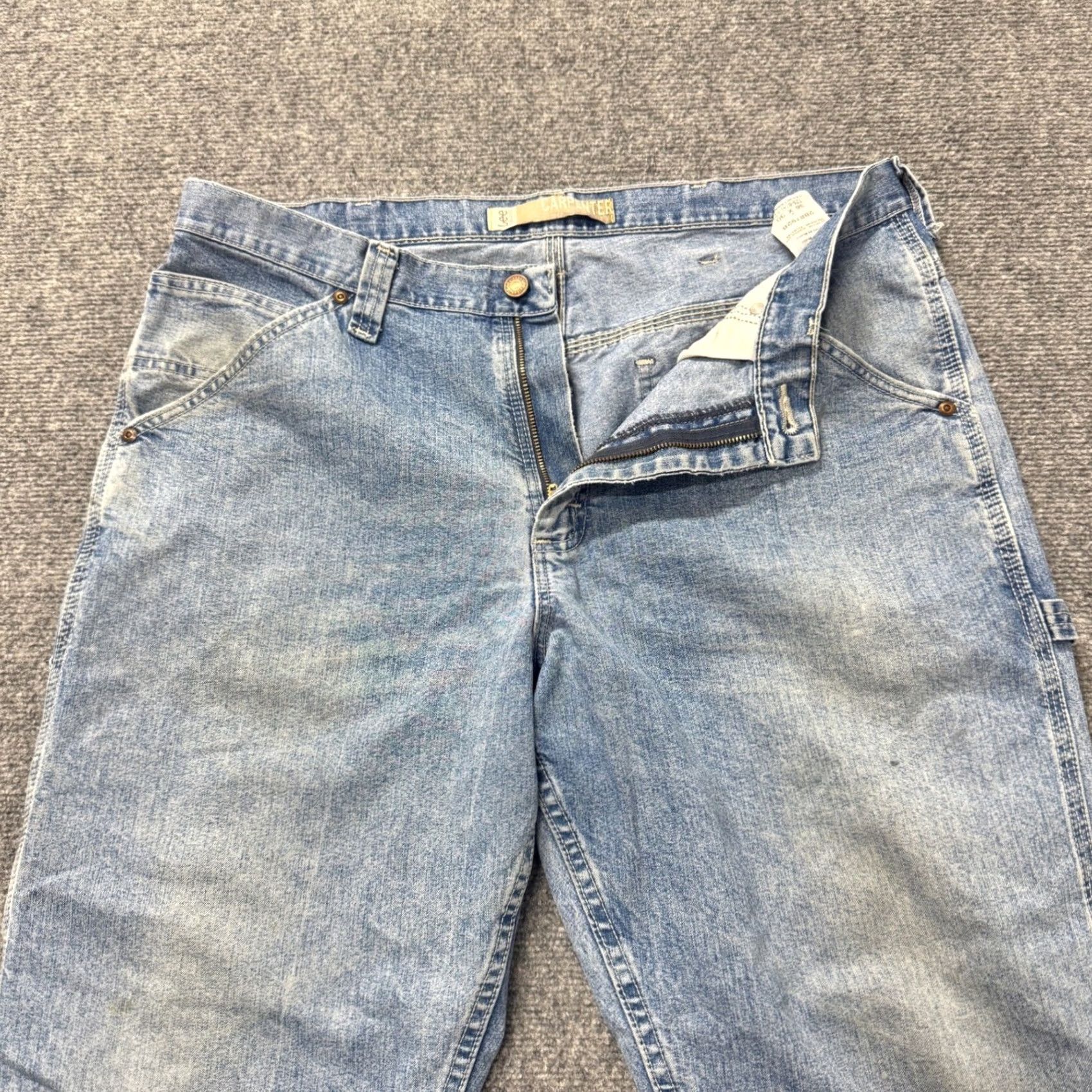 Lee Lee Jeans Carpenter Dungarees Cotton Blend Light Wash 36x30 Men Blue Regular Inseam 30 Stained Distressing, Lee, Jeans, Mens Size US 36 / EU 52 - 3 Thumbnail