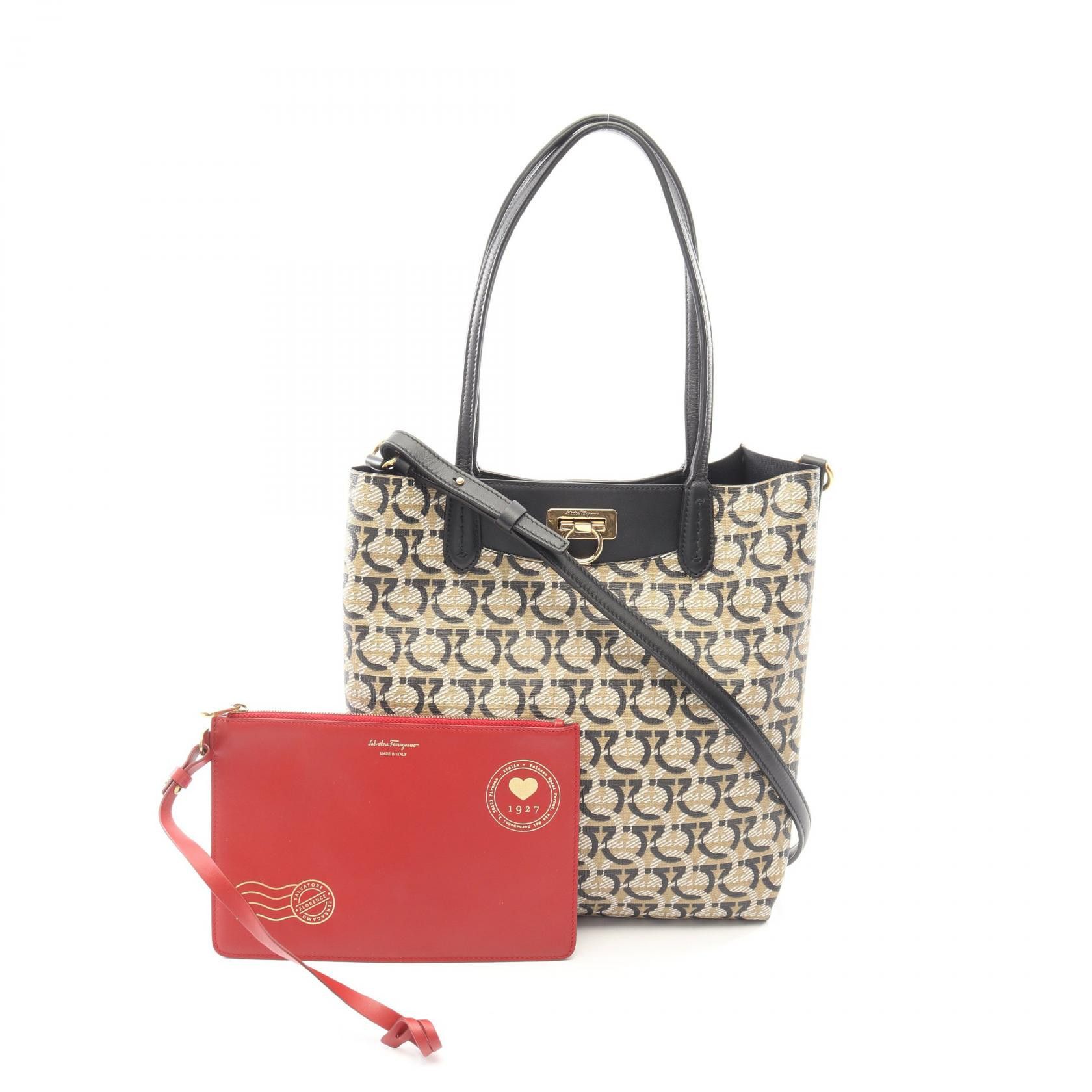 Salvatore Ferragamo Salvatore Ferragamo Salvatore Ferragamo PVC Coated Canvas Leather 2way Tote Bag Plastic / Synthetic Tote Bag DUTY FREE for USA Size ONE SIZE - 1 Thumbnail