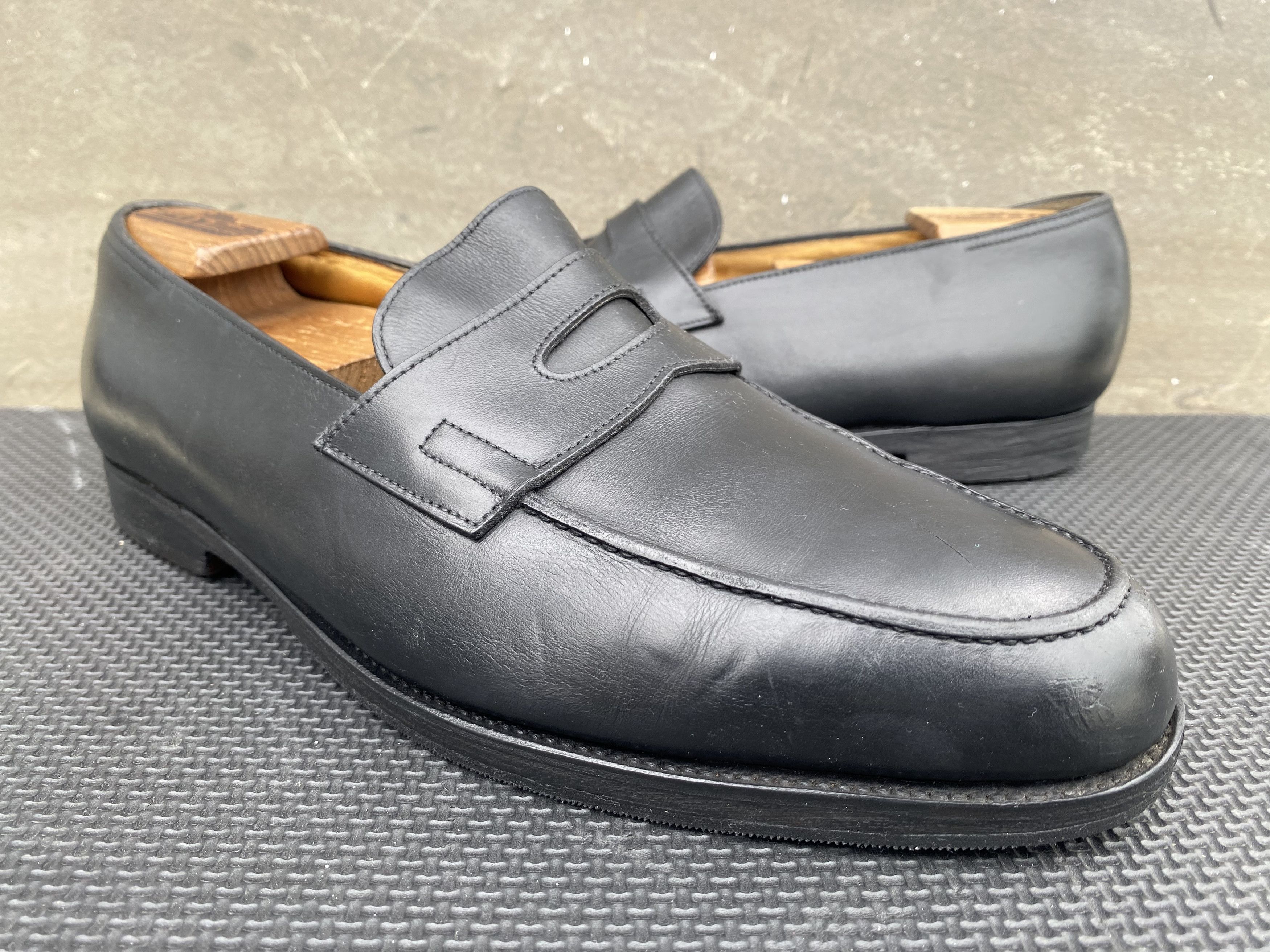 image of John Lobb Lopez Solid Leather Penny Loafer Dress Shoes in Black, Men's (Size 8.5)