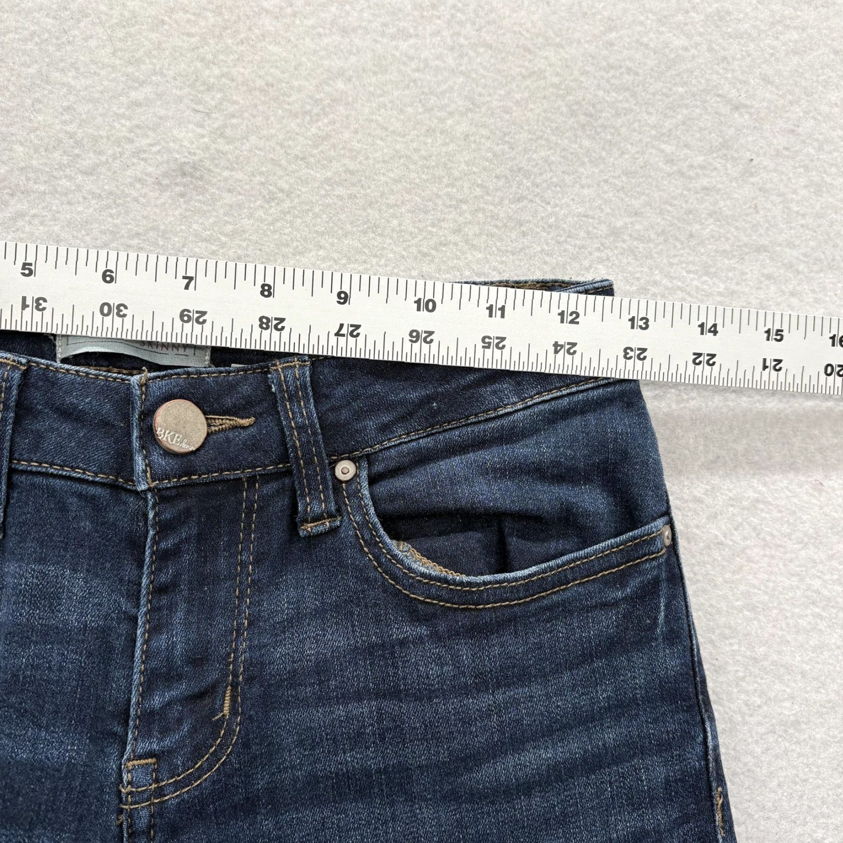 BKE BKE Stella Skinny Jeans Womens 25L Blue Low Rise Stretch Denim Grunge Y2K Skinny Jeans Womens Blue 25L 33in? Size 42" / US 20 - 6 Thumbnail