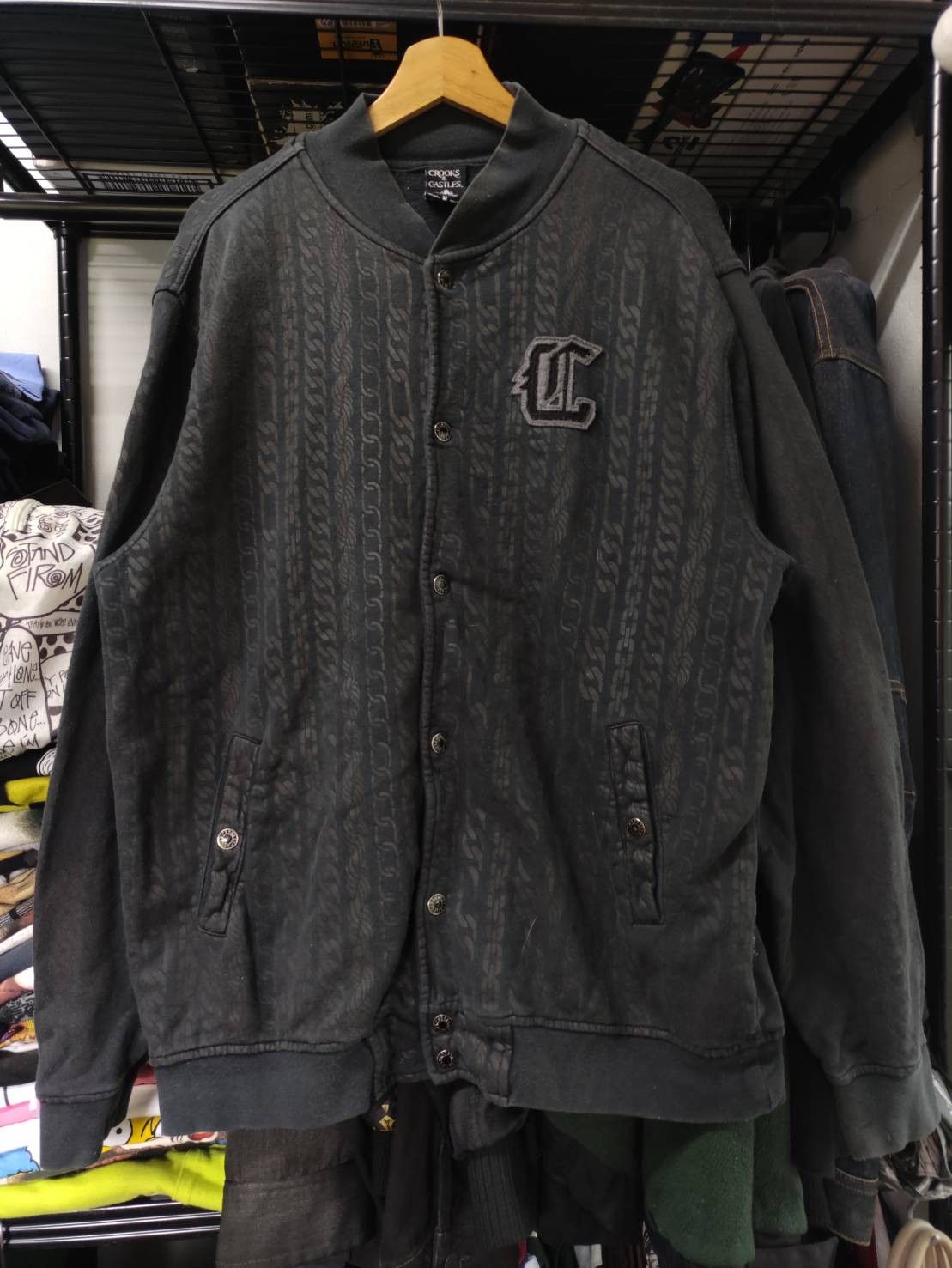 Crooks & Castles × Vintage Vtg 00's Crooks & Castles Chain Monogram Over Print Jacket Size US M / EU 48-50 / 2 - 1 Thumbnail