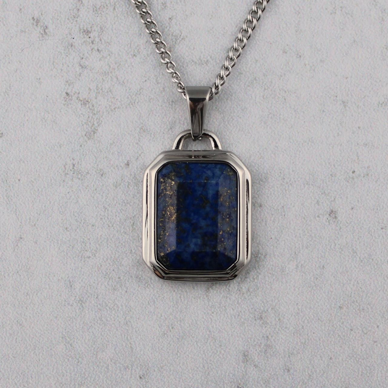 Jewelry Silver Lapis Lazuli Pendant Chain Necklace Size ONE SIZE - 1 Thumbnail
