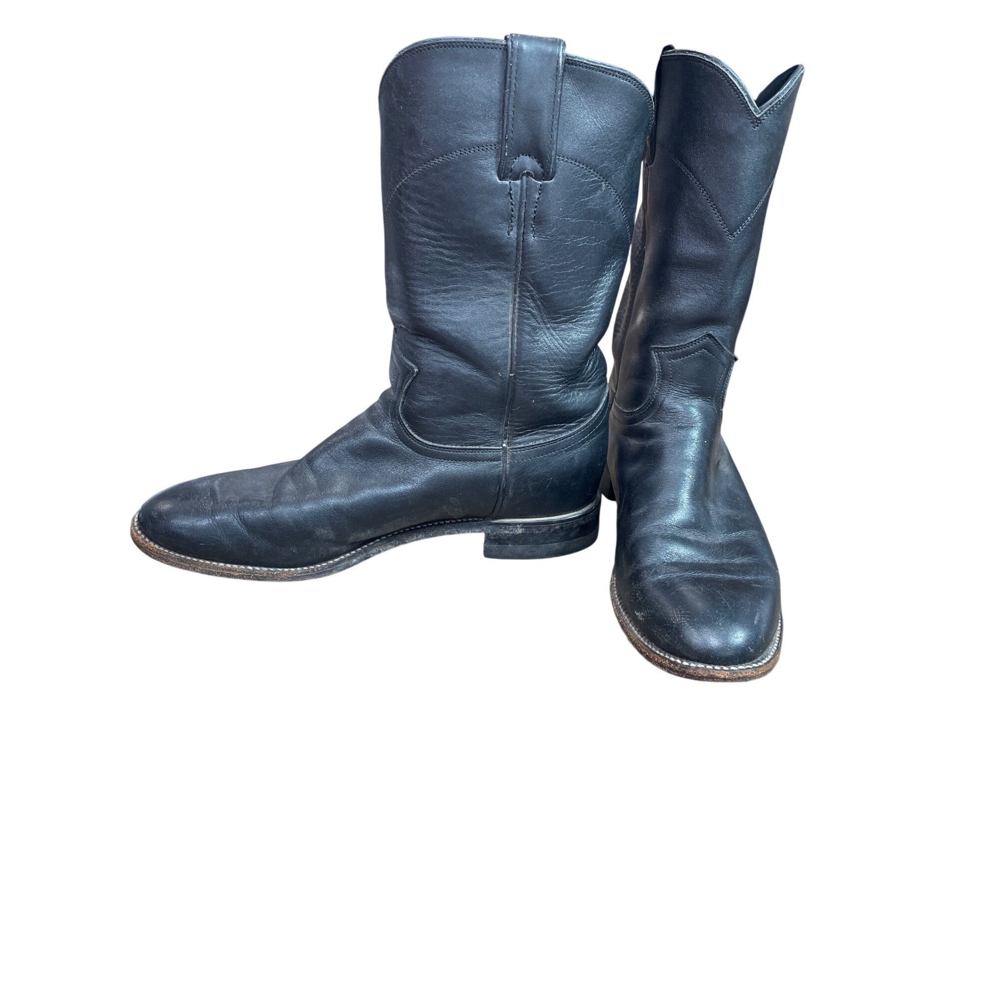 Justin Justin Boots Mens Black Leather Mid Calf Western Boots Sz 7. Size US 7.5 / EU 40-41 - 2 Thumbnail