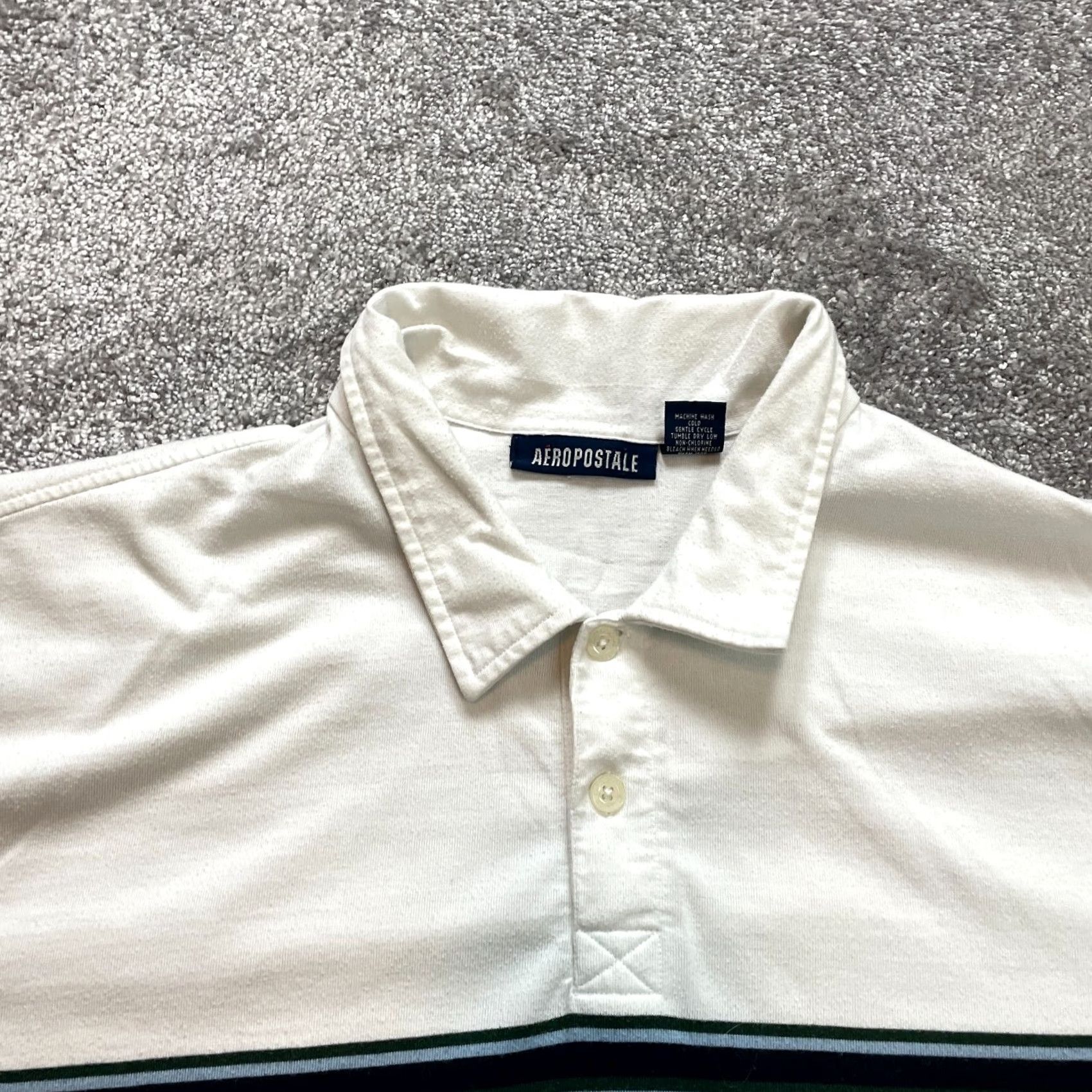 Vintage VINTAGE Aéropostale Polo Shirt Mens L White Striped Logo Golf Rugby Preppy Vintage Mens L White Polo Size US L / EU 52-54 / 3 - 2 Thumbnail