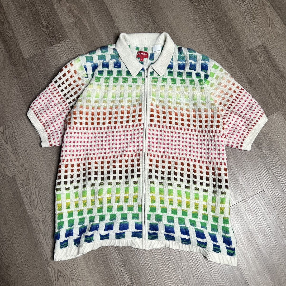 トップス Gradient Grid Zip Up Polo Supreme Gradient Grid Zip Up Polo Natural