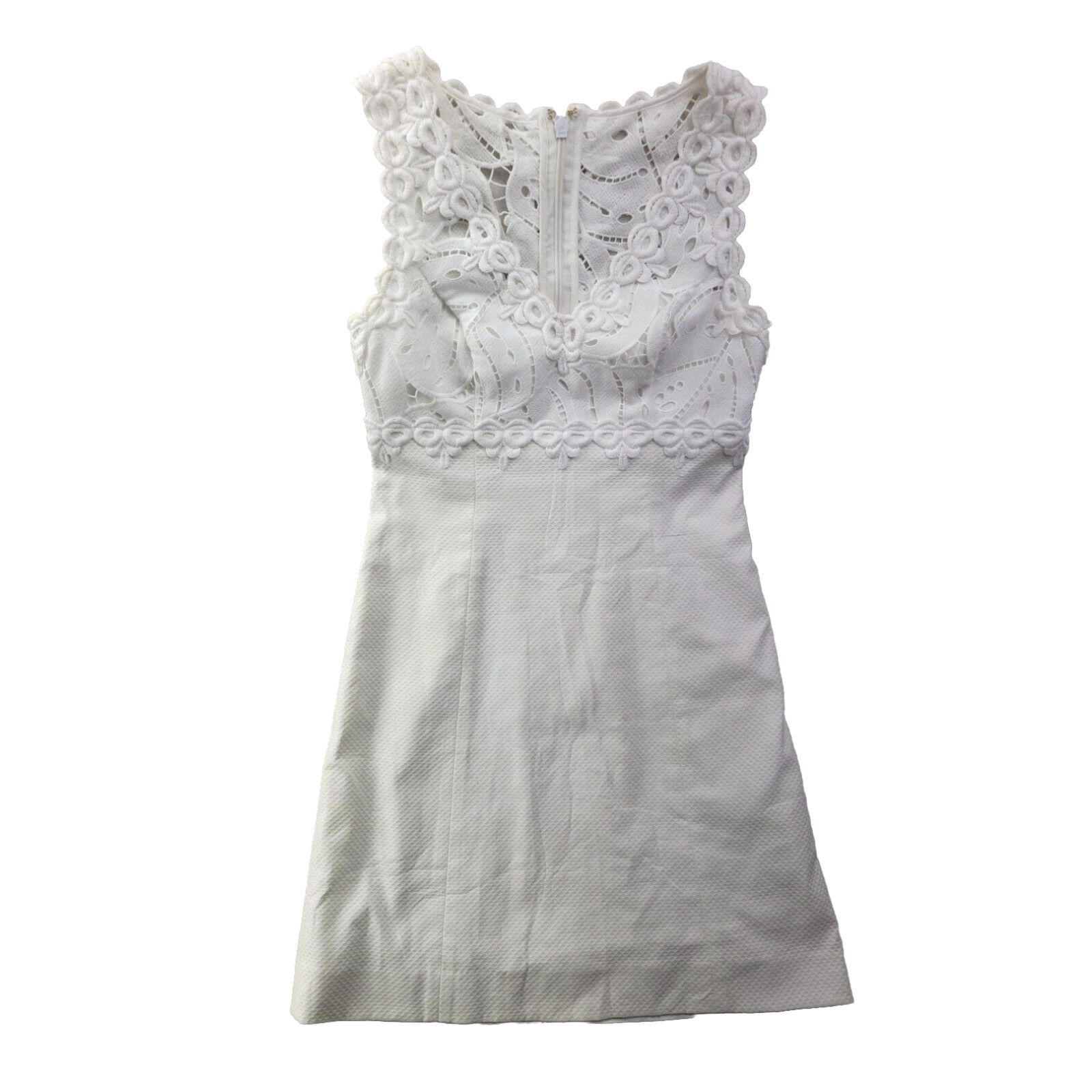image of Lilly Pulitzer Sandi Stretch Shift Dress Women 00 Lace White Resort Jaquard (Size 2XS)