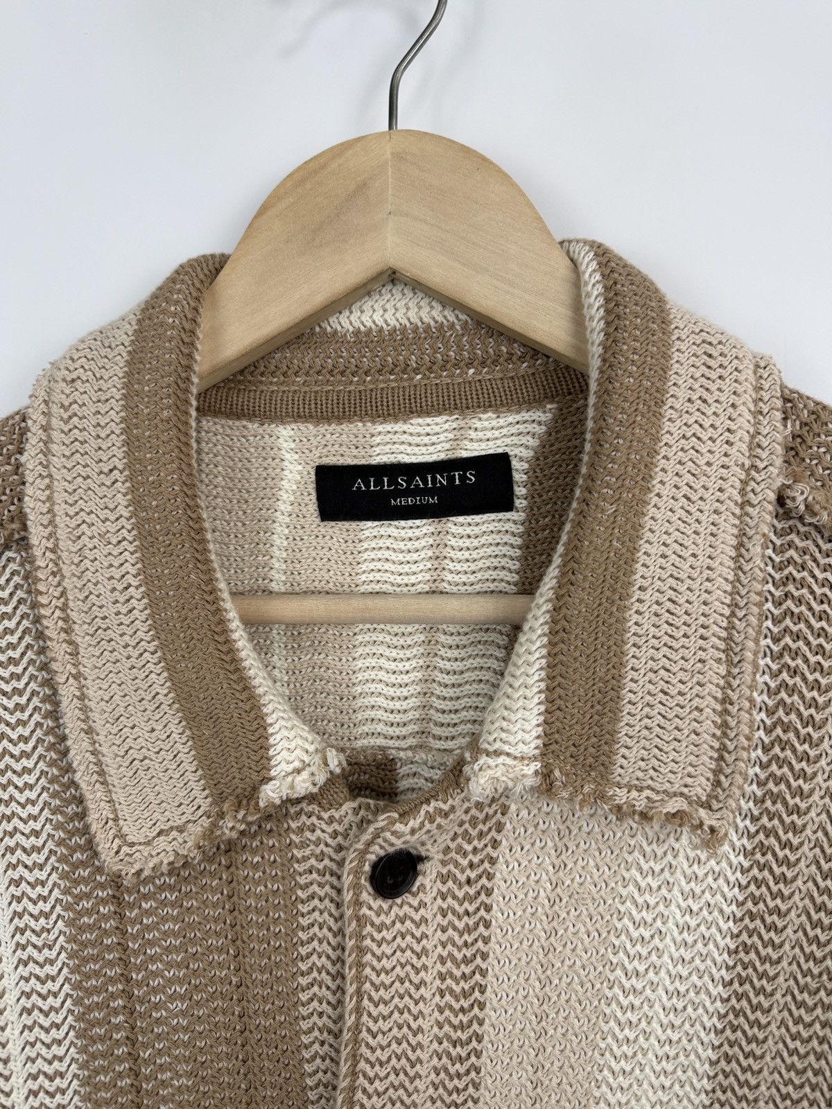 Allsaints 🇬🇧 Allsaints Knit Shirt Stripe Sweater Button Up Rare Retro Size US M / EU 48-50 / 2 - 12 Thumbnail