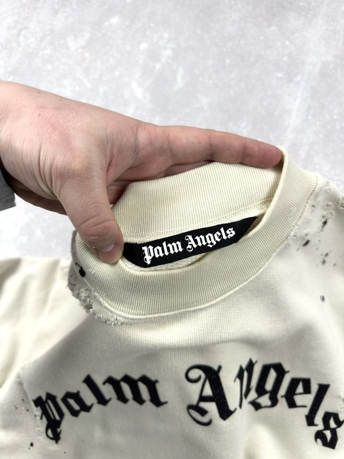 Palm Angels Palm Angeles GD Glittered Logo Distressed Sweatshirt Size US S / EU 44-46 / 1 - 7 Thumbnail