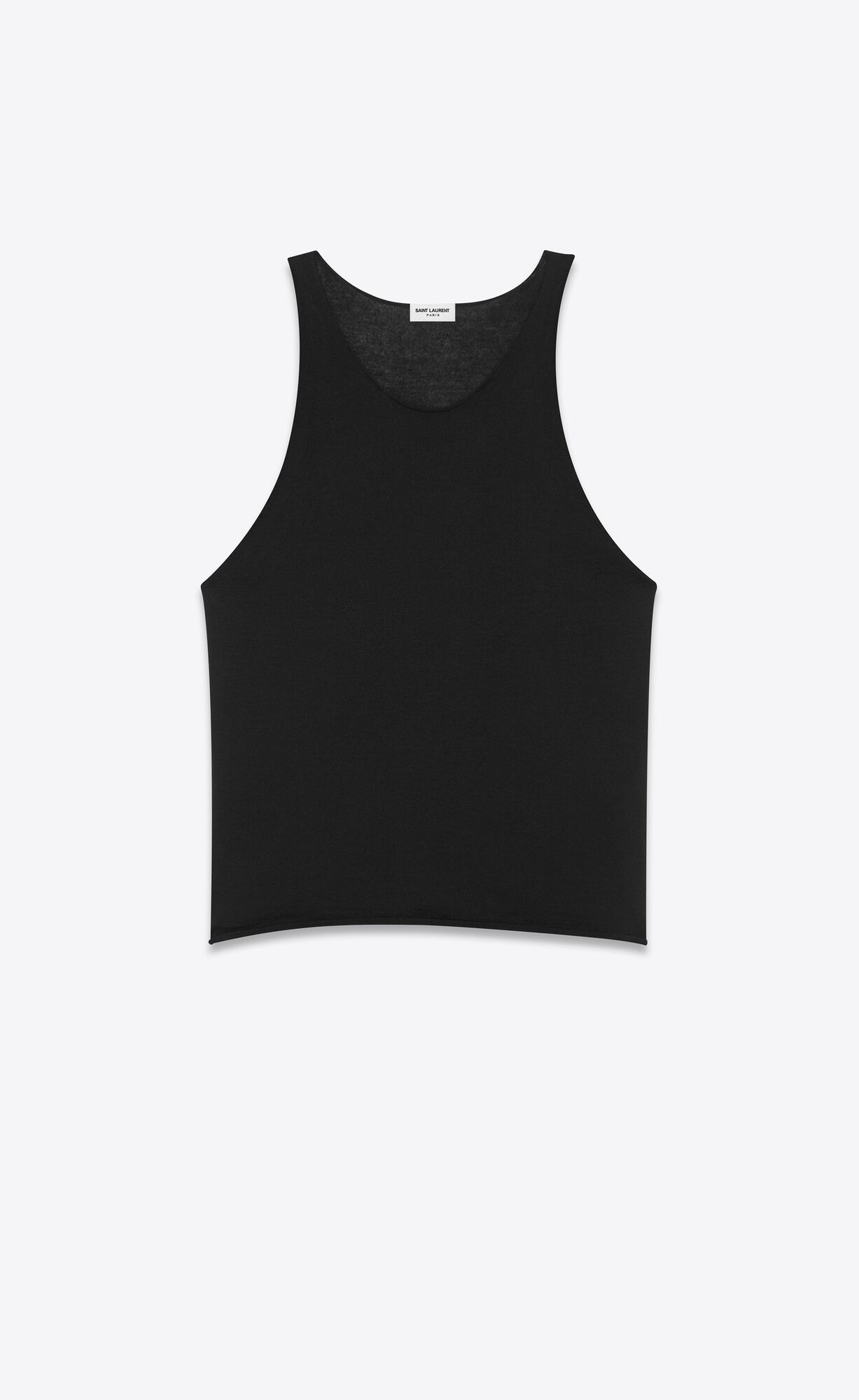Saint Laurent Paris o1s1wg110625 620813 Sheer Tank Top in Fine Cashmere in Black Size S / US 4 / IT 40 - 1 Thumbnail