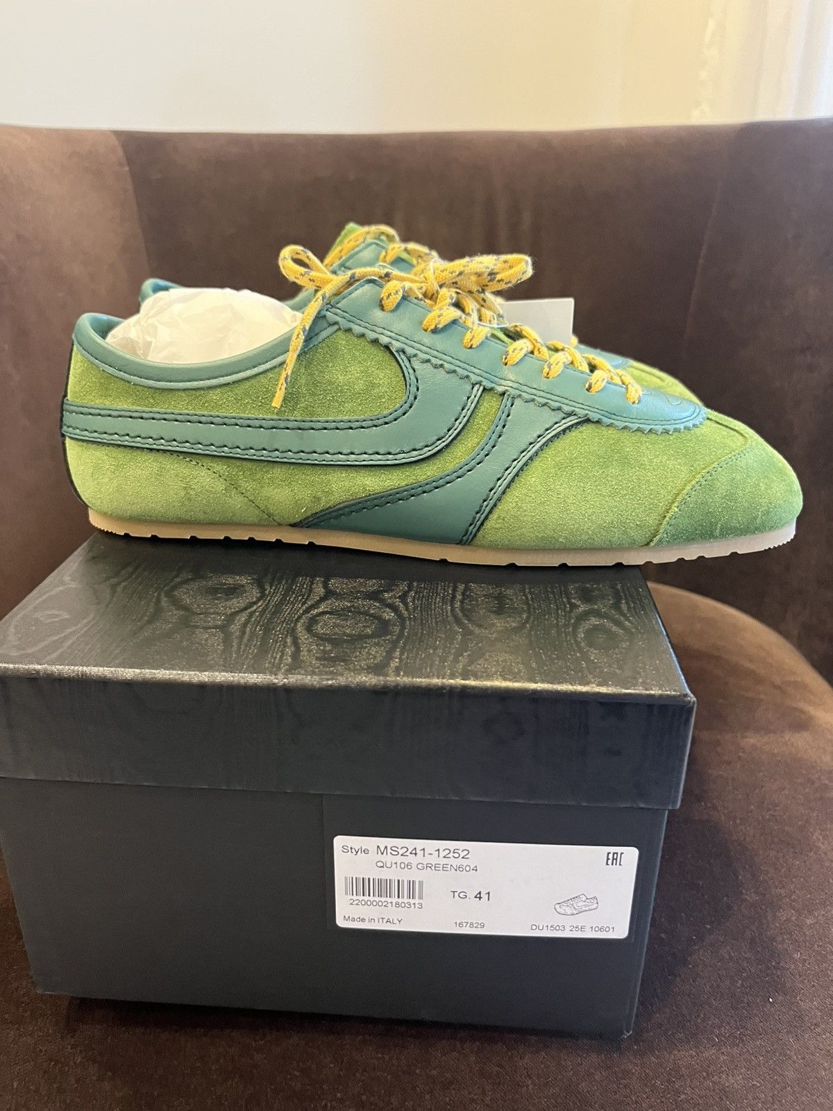 Dries Van Noten Green Suede Sneakers - Size 41 | Grailed
